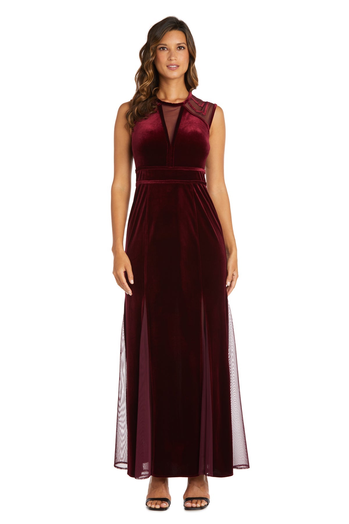 Formal Dresses Fitted Velvet Long Formal Petite Dress Burgundy
