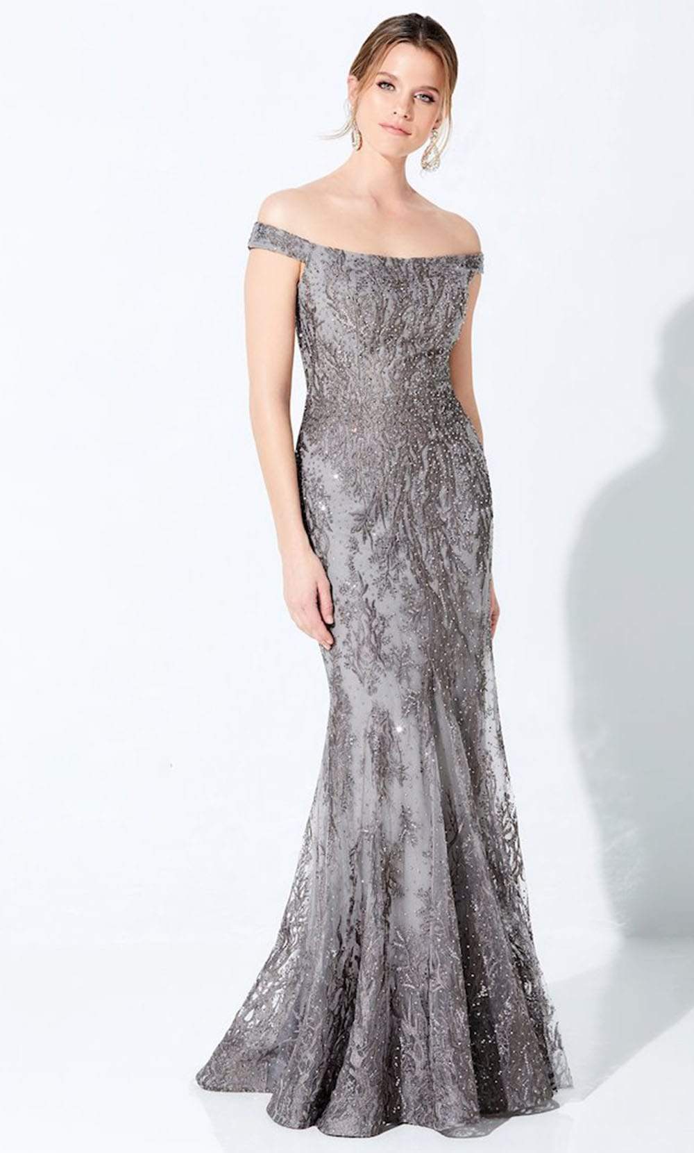 Formal Dresses Long Formal Detachable Feather Evening Dress Gray
