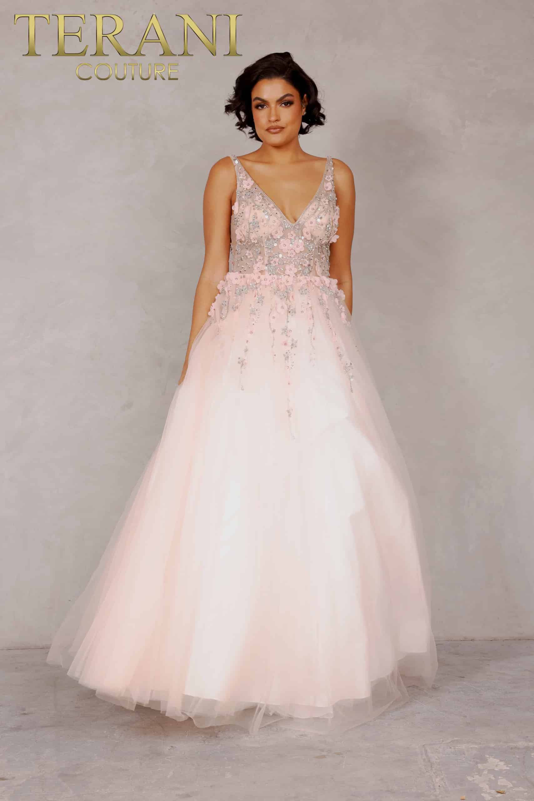 Formal Dresses Long A Line Formal Prom Floral Beaded Dress Pink