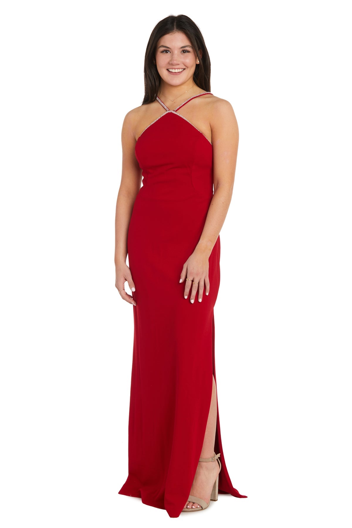 Prom Dresses Long Formal Slit Evening Prom Dress Red