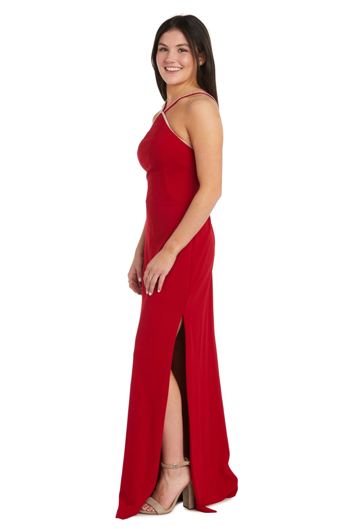 Prom Dresses Long Formal Slit Evening Prom Dress Red