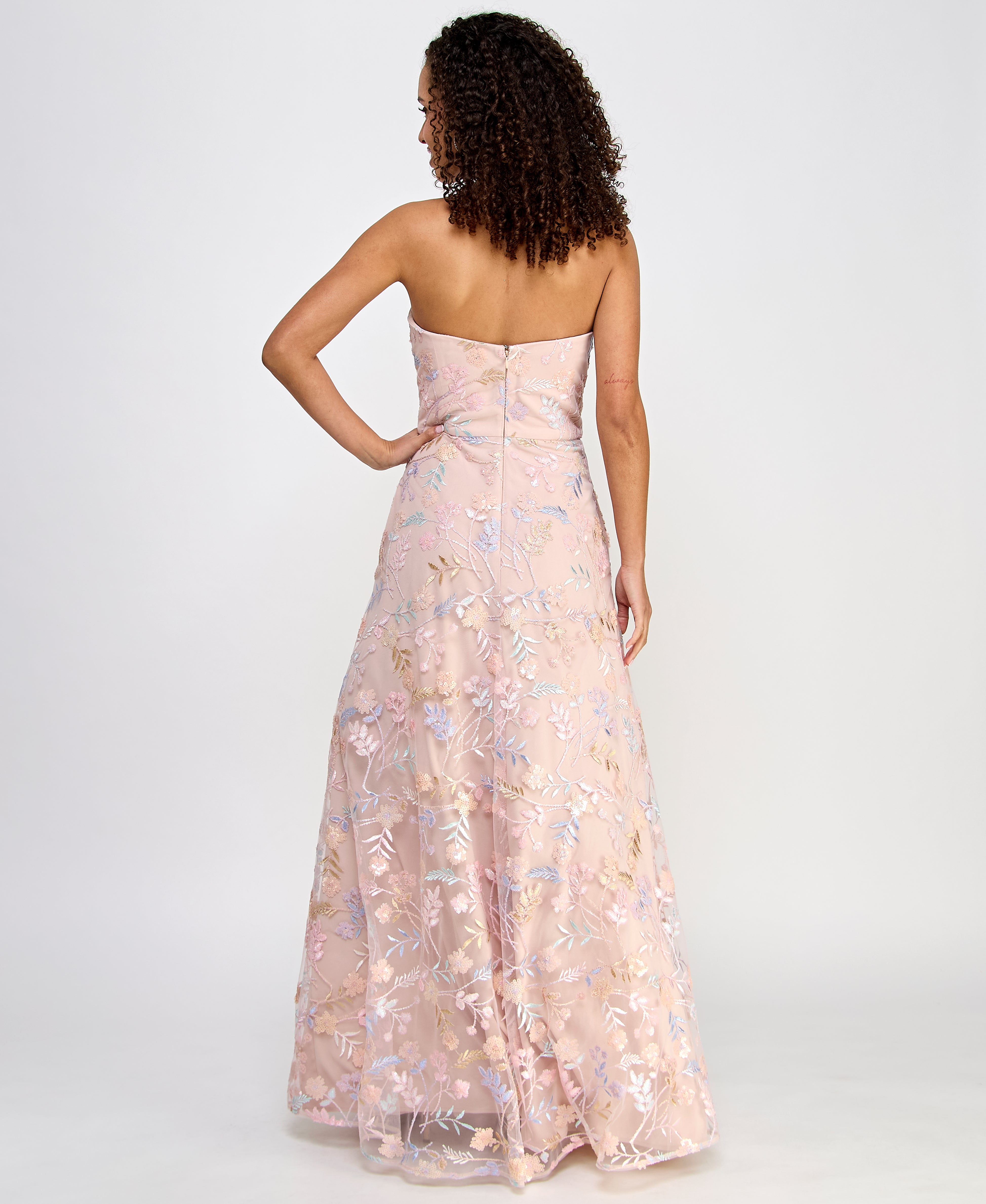 Prom Dresses Ball Gown Long Floral Formal Prom Dress Mauve/Nude