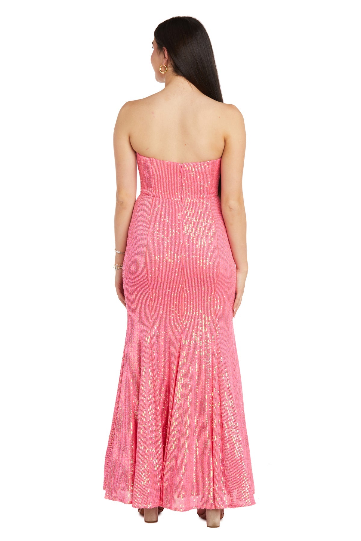 Prom Dresses Long Fitted Formal Sequin Evening Prom Dress Neon Pink