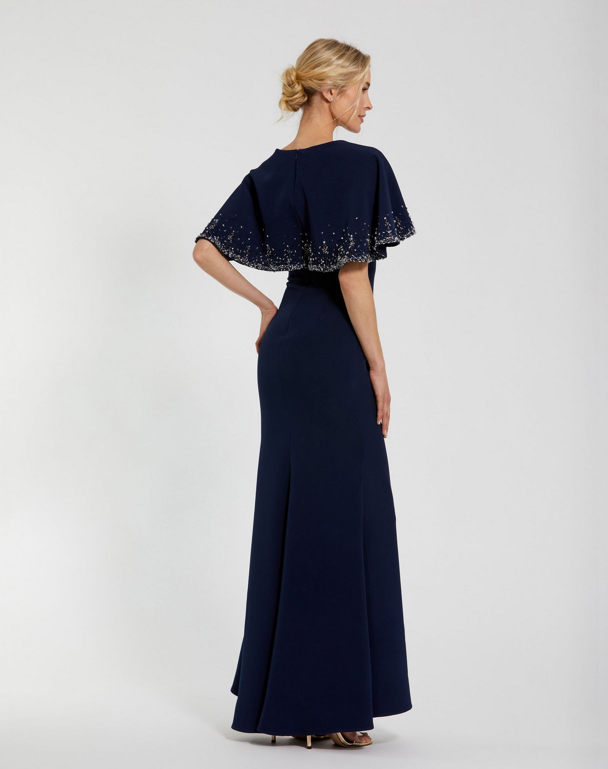 Mother of the Bride Dresses Long Fitted Beaded Shawl Mother of the Bride Dress Midnight