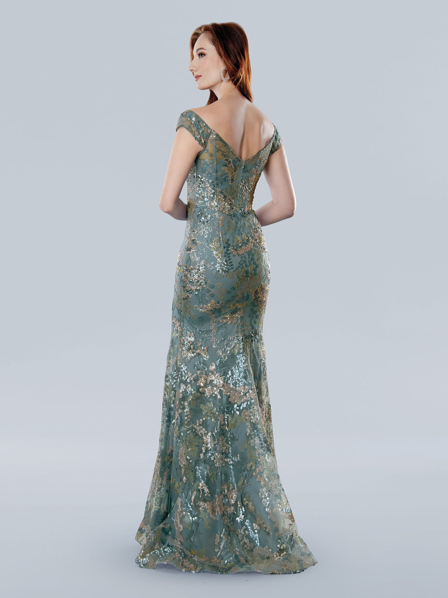 Formal Dresses Long Formal Floral Sequin Mother of the Bride Dress Sage