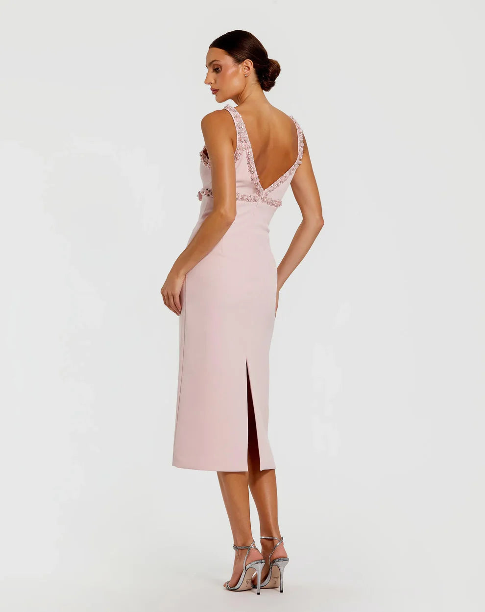 Formal Dresses Fitted Evening Gown Tea Length Formal Dress Blush