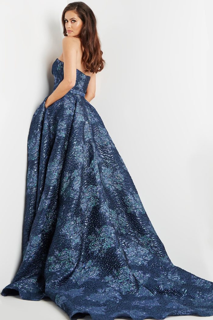Formal Dresses Long Pleated Ball Gown Formal Dress Navy