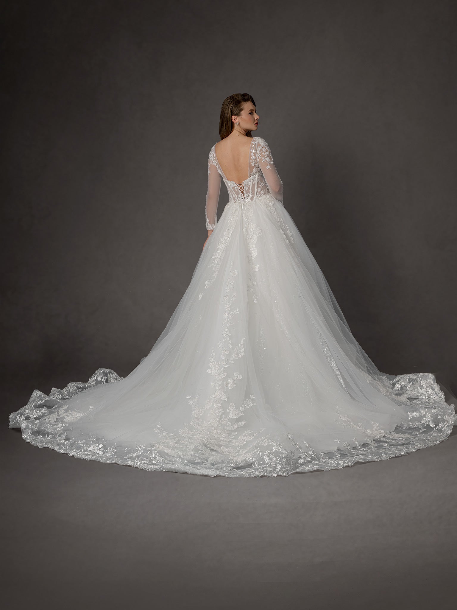 Wedding Dresses Long Ball Gown Lace Wedding Bridal Dress Stella Couture 25657 Off White