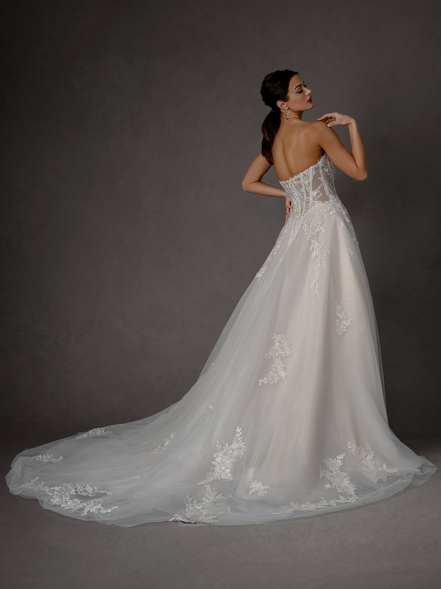 Wedding Dresses Long Lace Applique Wedding A Line Bridal Gown Stella Couture 25661 Off White