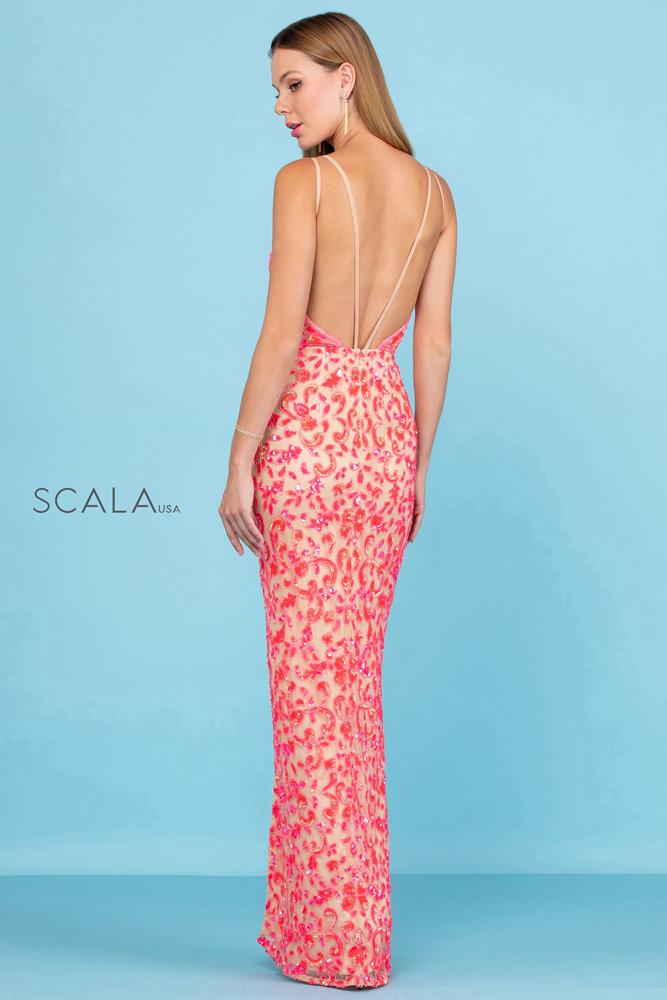 V-Neck Floor-Length Lace Formal Mermaid Scala 60261