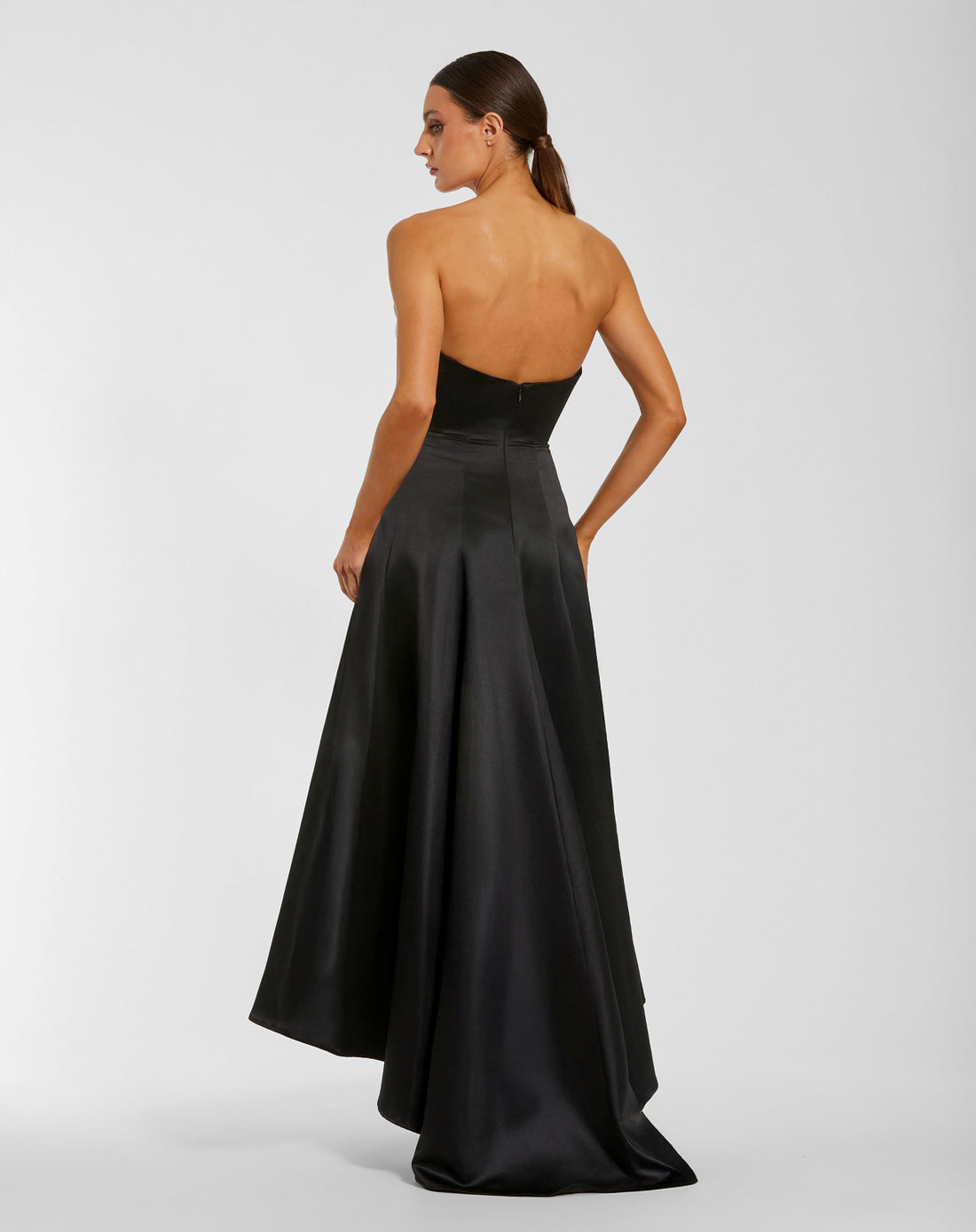 Cocktail Dresses 3D Floral High Low Cocktail Dress Mac Duggal 2303 Black Ivory