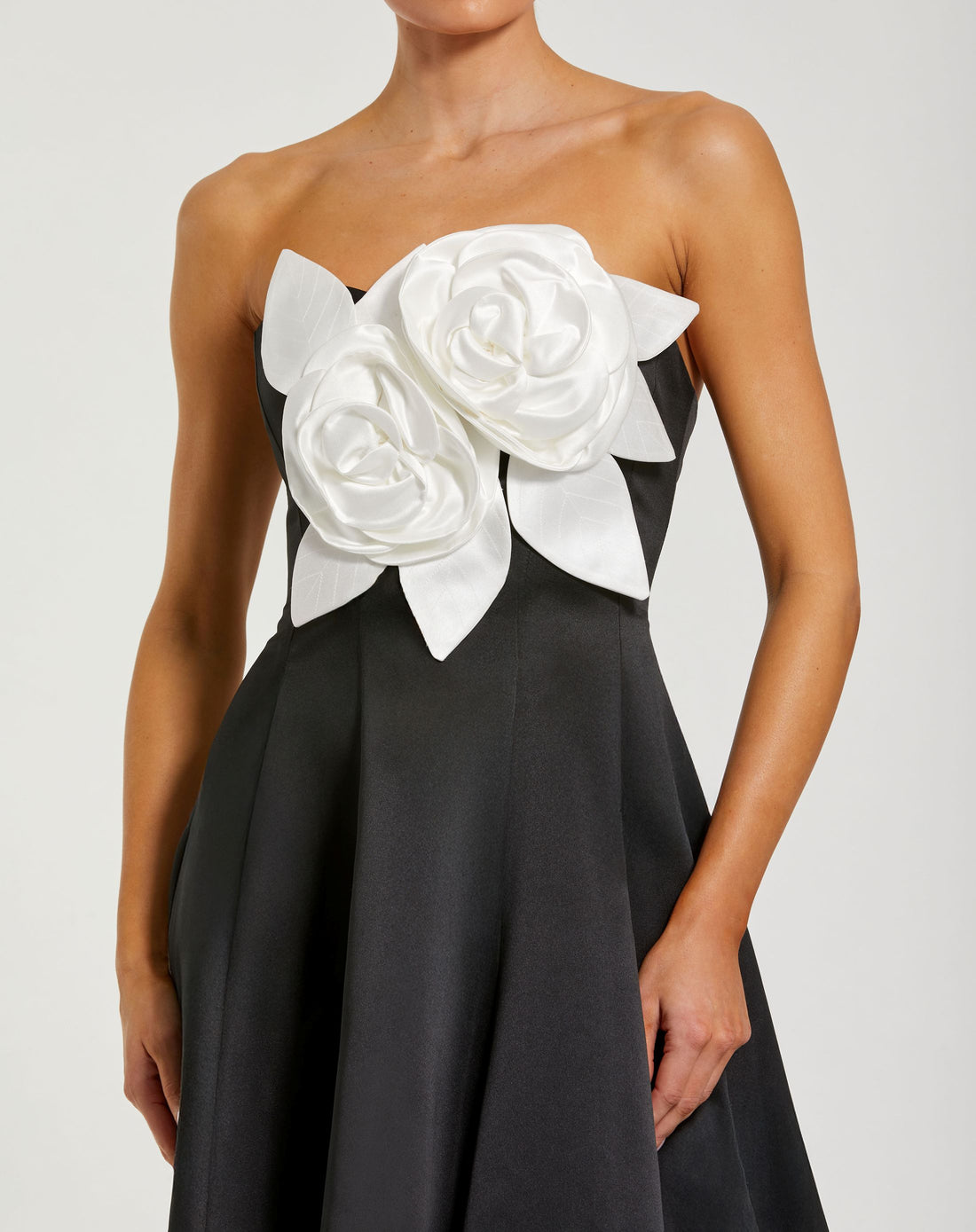 Cocktail Dresses 3D Floral High Low Cocktail Dress Mac Duggal 2303 Black Ivory