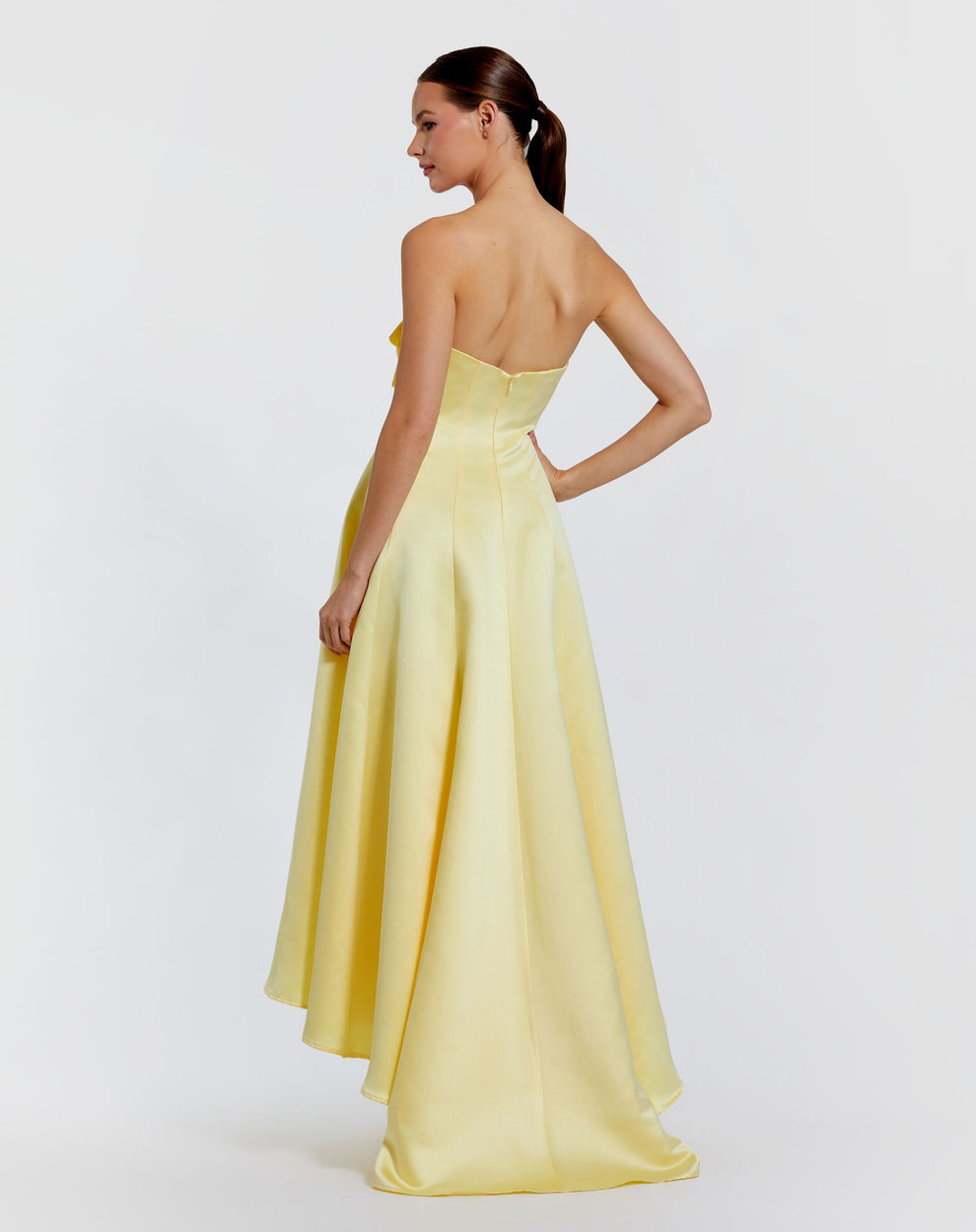 Cocktail Dresses 3D Floral High Low Cocktail Dress Mac Duggal 2303 Buttercup