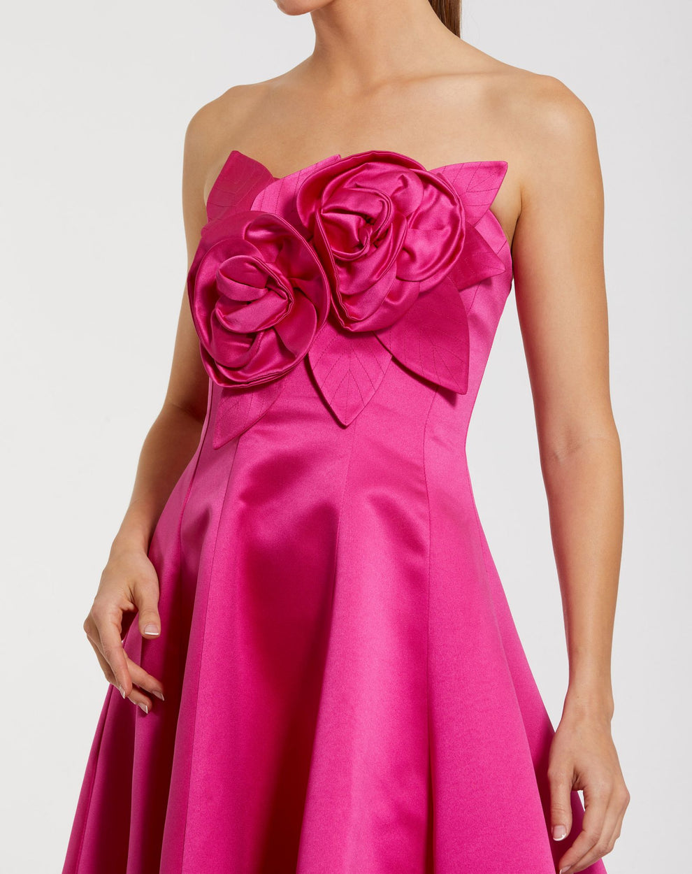 Cocktail Dresses 3D Floral High Low Cocktail Dress Mac Duggal 2303 Hot Pink