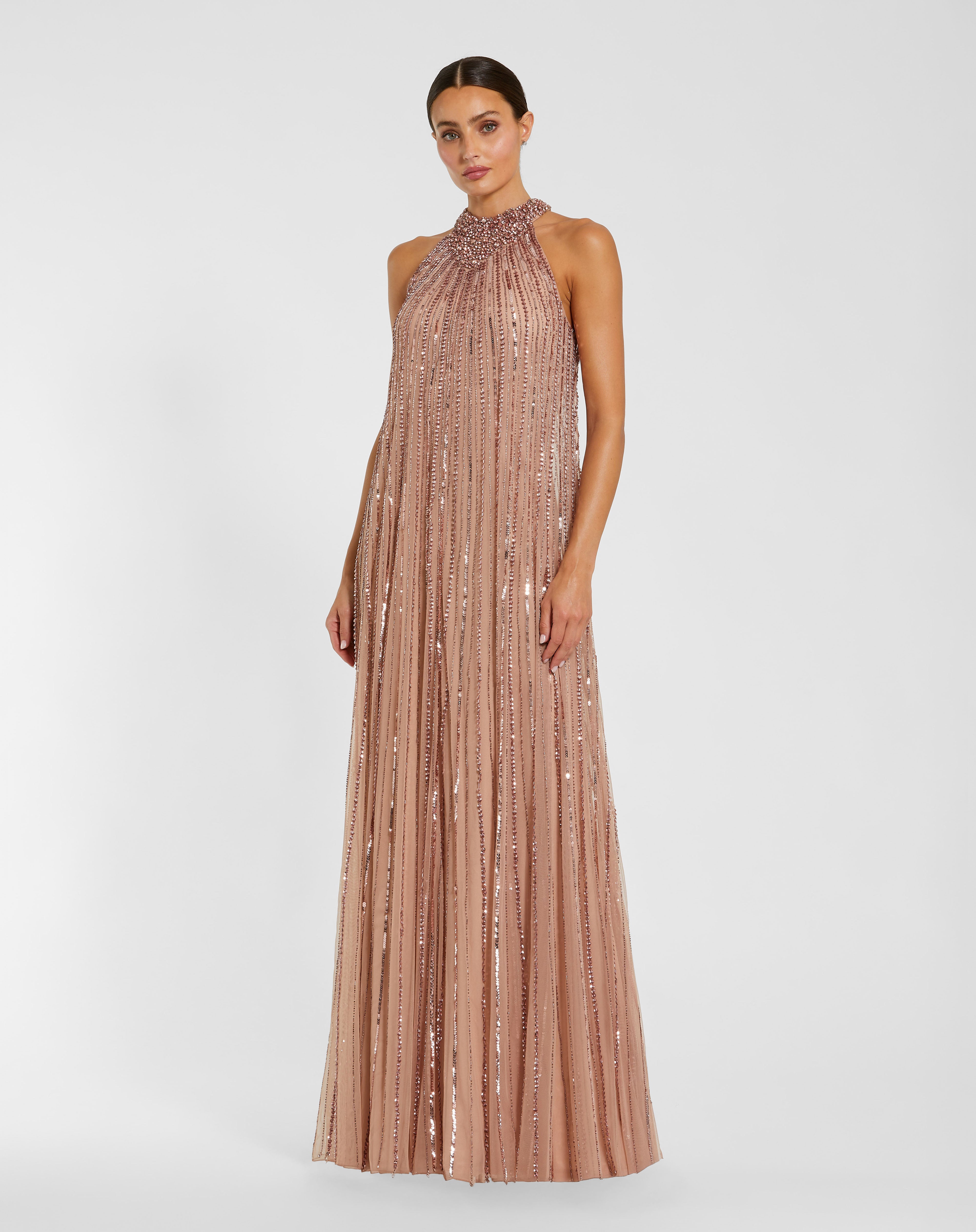 Formal Dresses Long Formal A Line Beaded Evening Gown Antique Rose