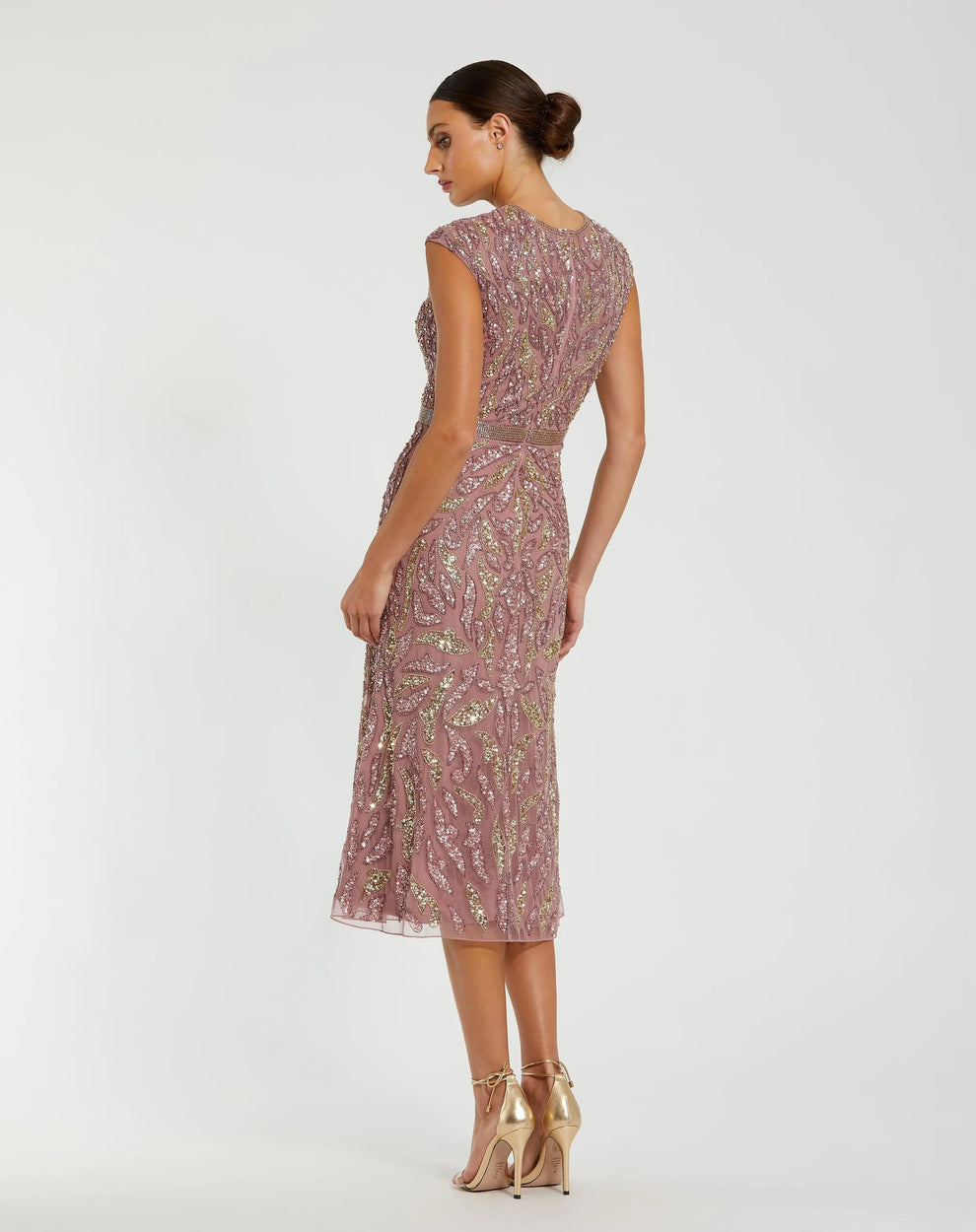 Crew/High-Neck Midi Tulle Formal Sheath Mac Duggal 23049