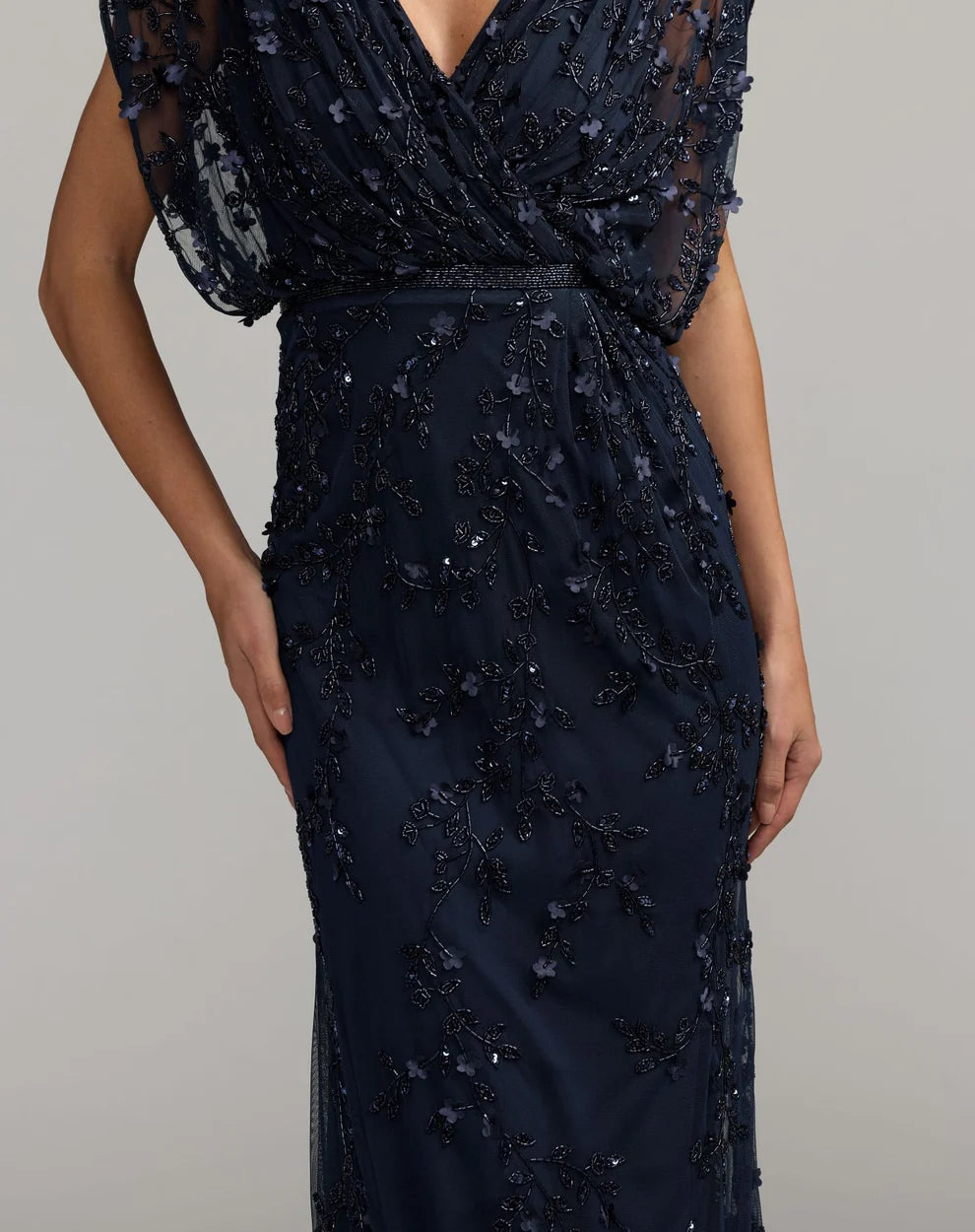 Mother of the Bride Dresses Long Beaded Formal Mother of the Bride Dress Mac Duggal 23067 Navy