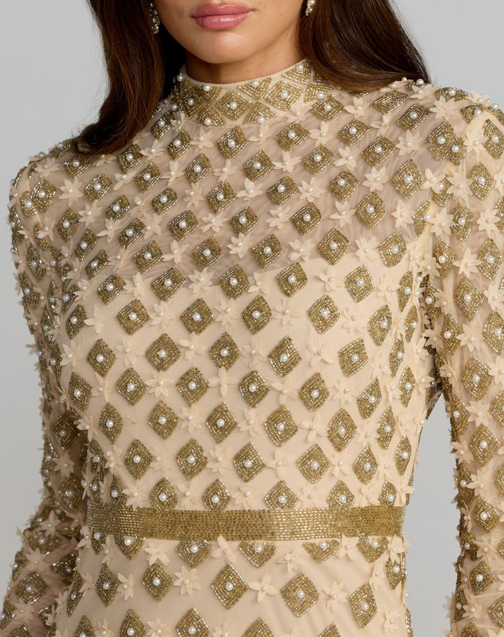 Crew High-Neck Floor-Length Sequin Evening Sheath Mac Duggal 23087