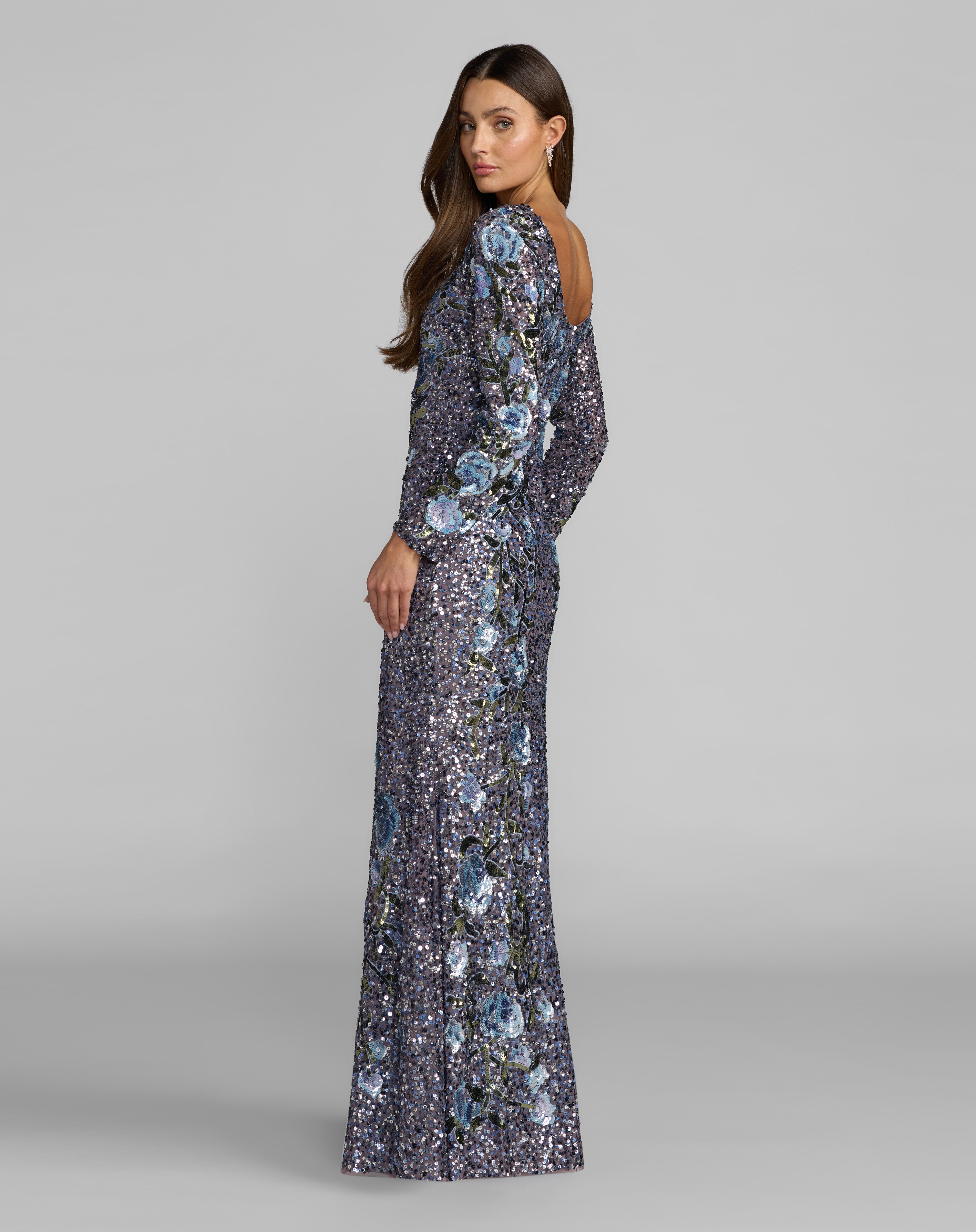 Square Floor-Length Sequin Evening Mermaid Mac Duggal 23103