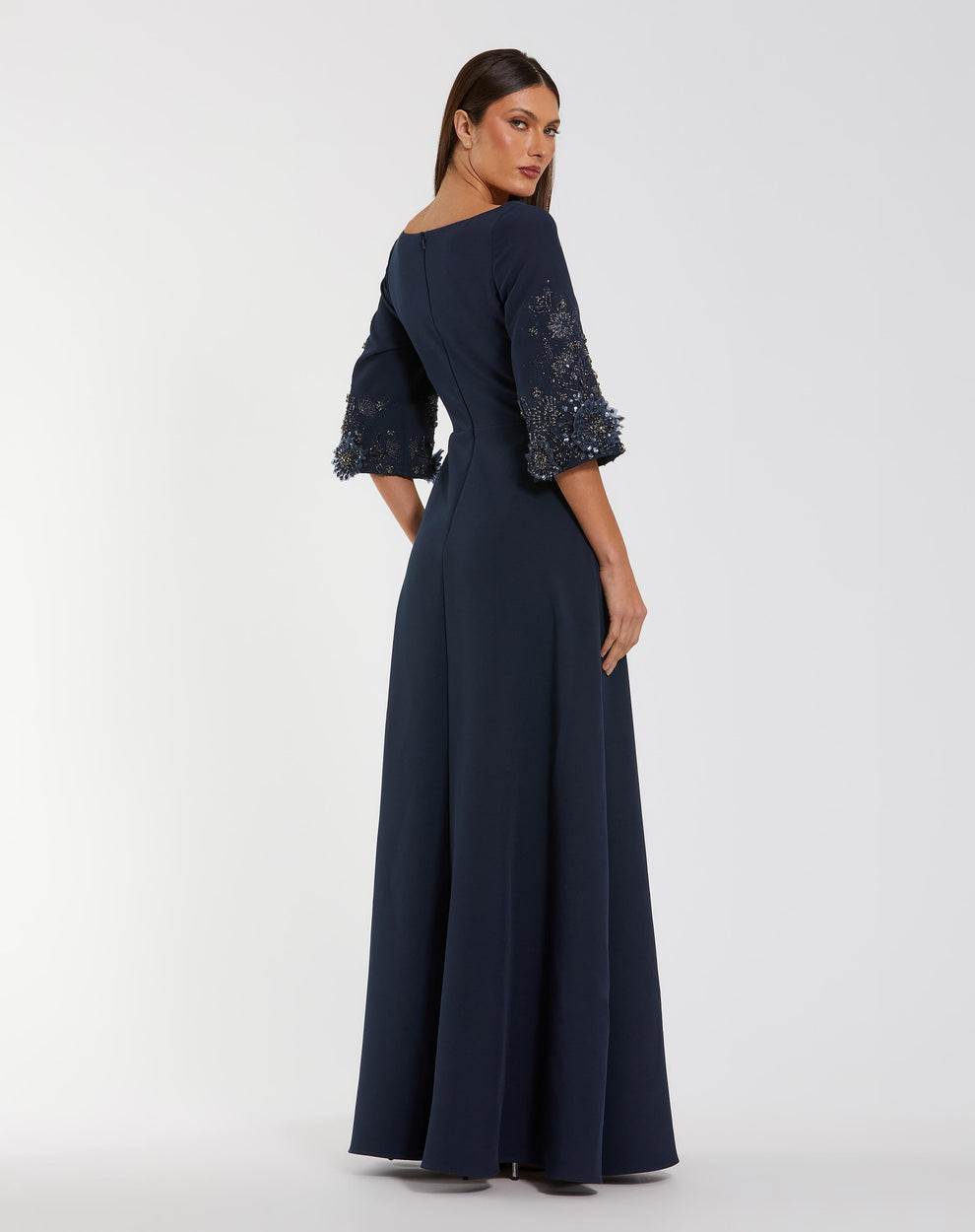 Mother of the Bride Dress Long Formal Floral Applique Mother of the Bride Dress Midnight