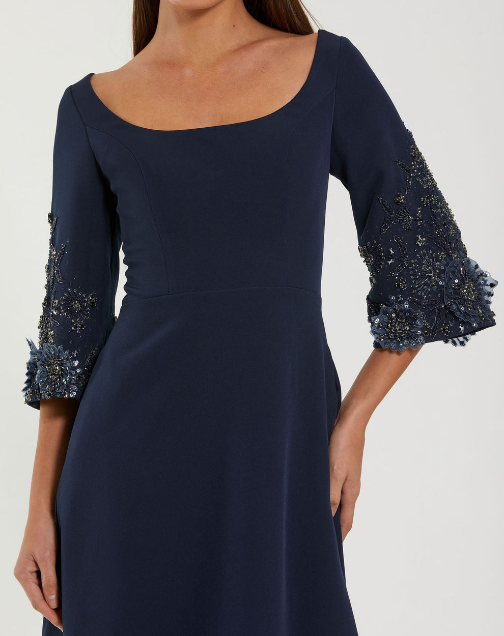 Mother of the Bride Dress Long Formal Floral Applique Mother of the Bride Dress Midnight
