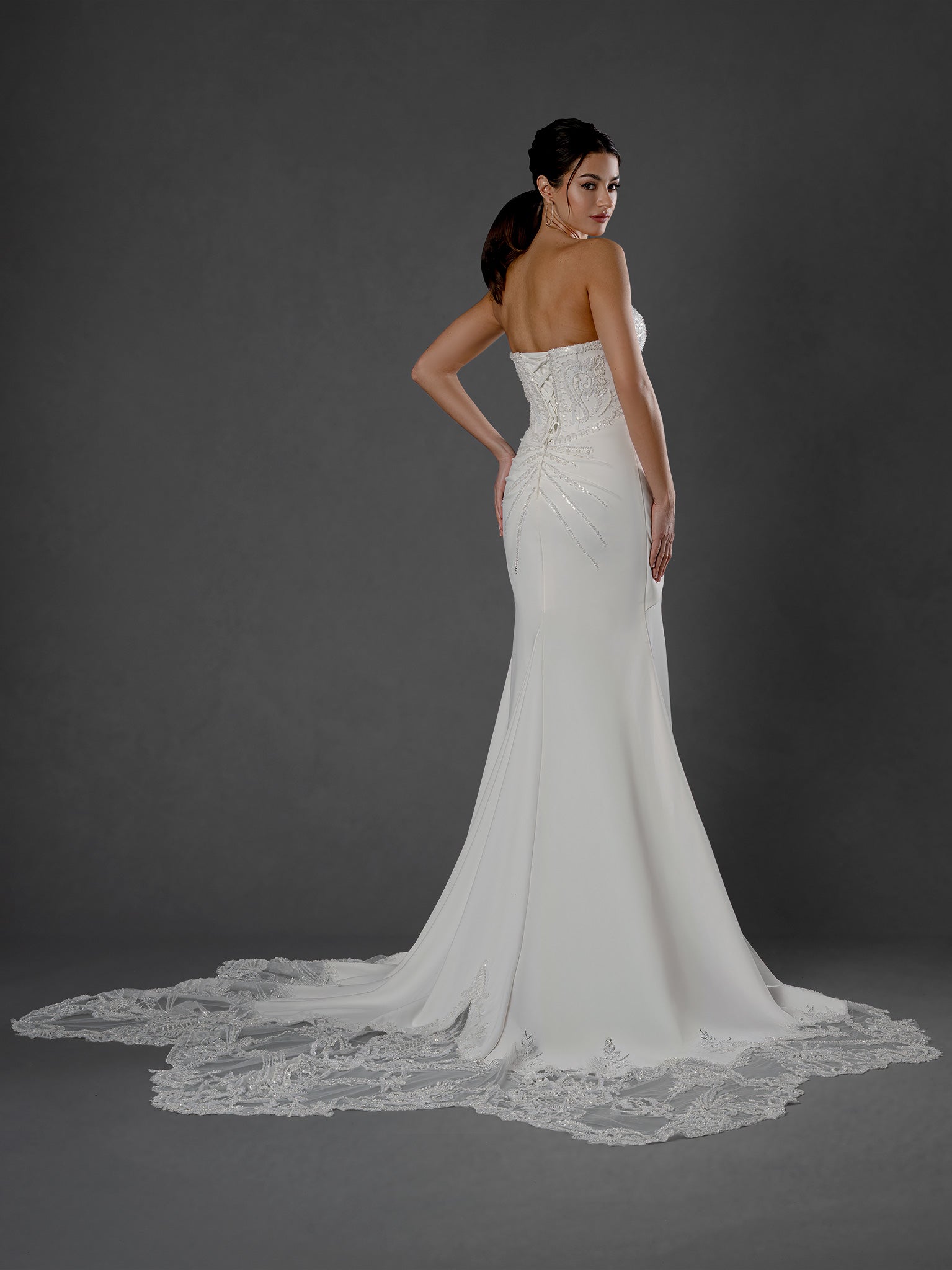 Wedding Dresses Long Lace Applique Wedding Dress - Beaded Mermaid - Stella Couture 25554 Off White-Satin-25554-Beaded