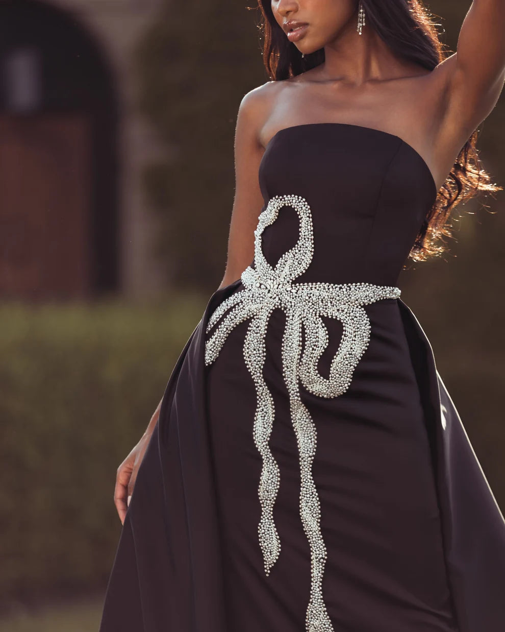 Prom Dresses Pleated Prom Ball Gown - Long Formal - Mac Duggal 2317 Black White-Satin-2317-Beaded