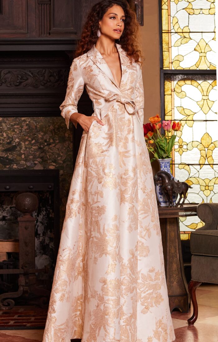 Formal Dresses Long A Line Pleated Print Formal Dress Gold