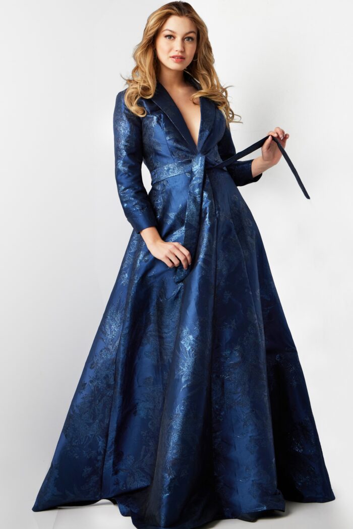 Formal Dresses Long A Line Pleated Print Formal Dress Navy