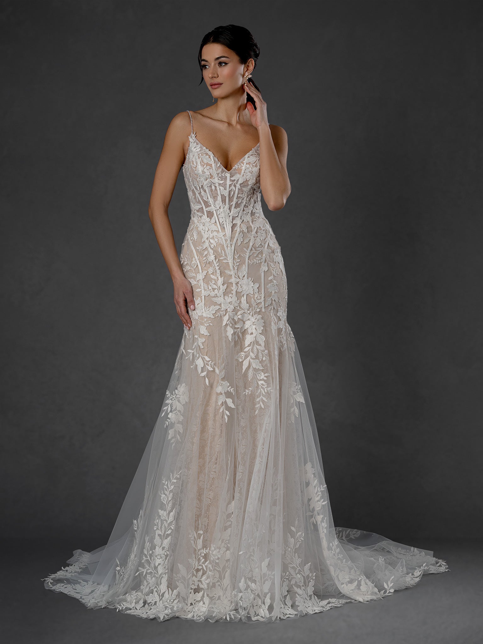 Wedding Dresses Fitted Corset Mermaid Lace Long Wedding Dress Stella Couture 25550 Nude