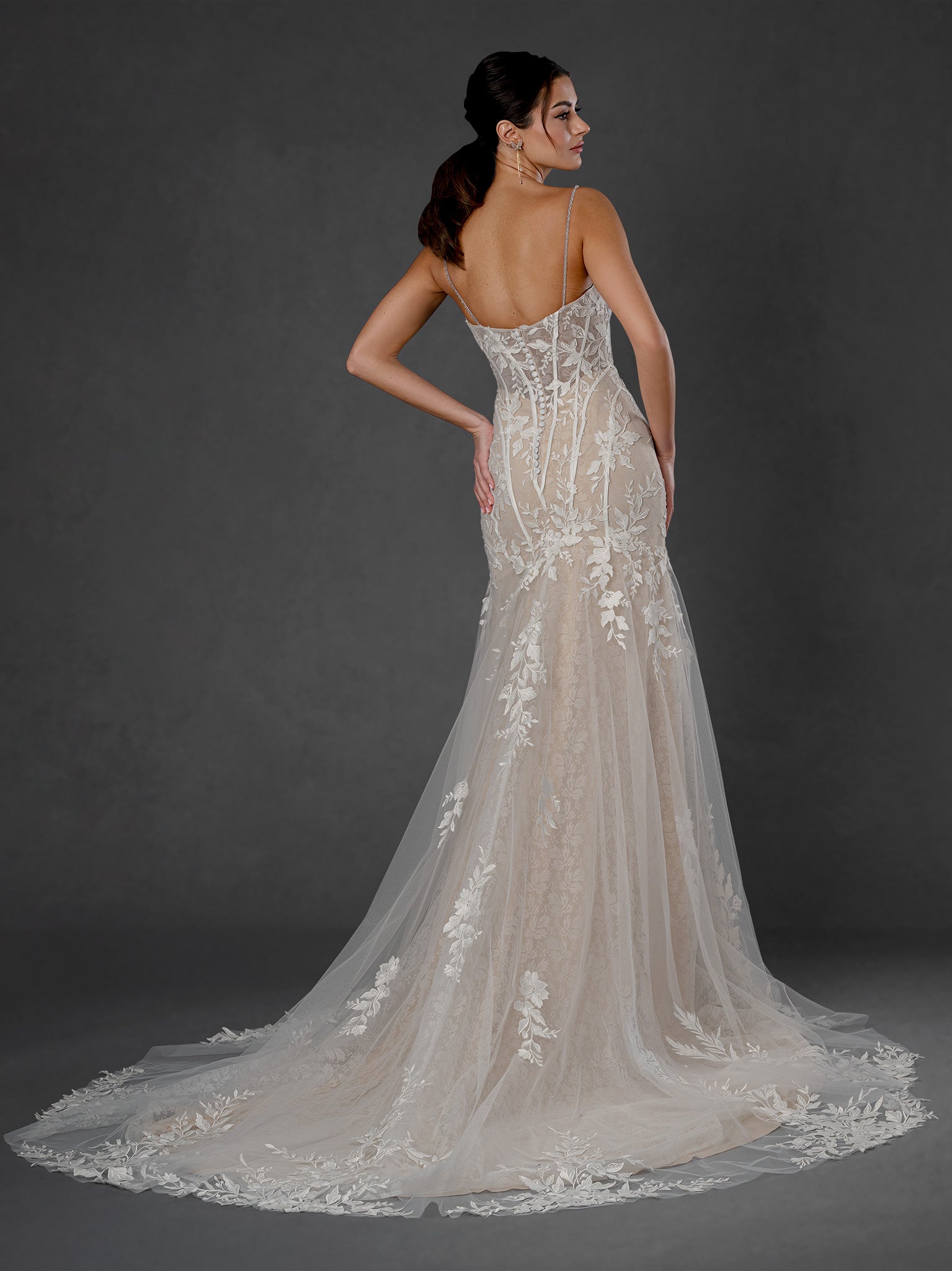 Wedding Dresses Fitted Corset Mermaid Lace Long Wedding Dress Stella Couture 25550 Nude