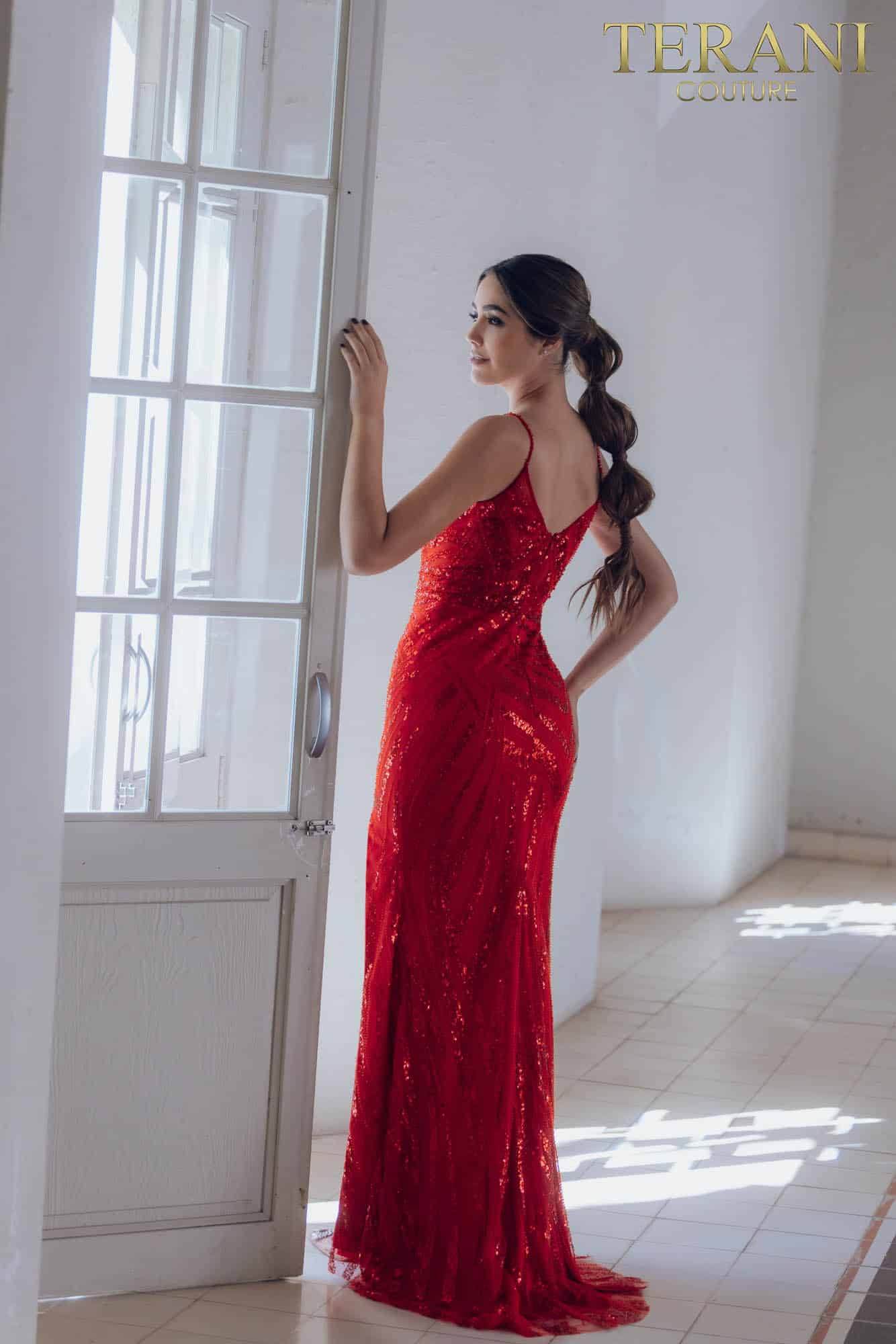 Prom Dresses Long Sequin Prom Formal Fitted Dress Red