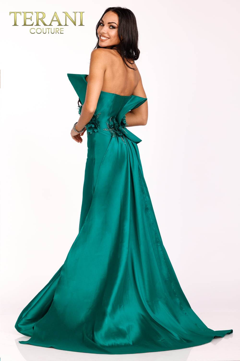 Formal Dresses Long 3D Floral Prom Formal Mermaid Dress Emerald