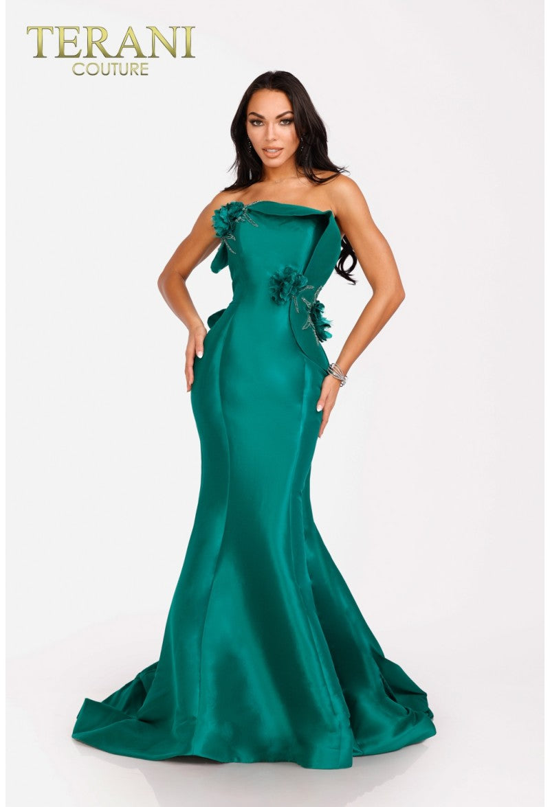 Formal Dresses Long 3D Floral Prom Formal Mermaid Dress Emerald