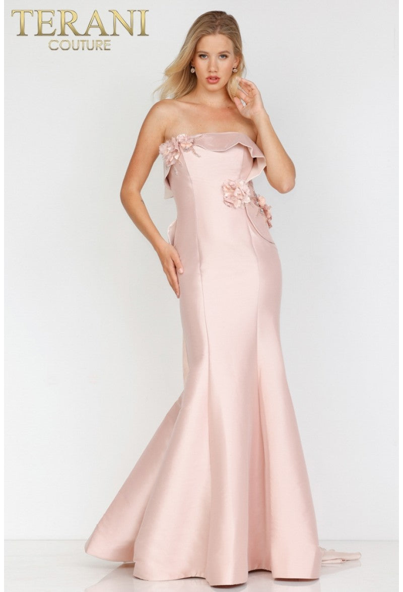 Formal Dresses Long 3D Floral Prom Formal Mermaid Dress Rose Blush