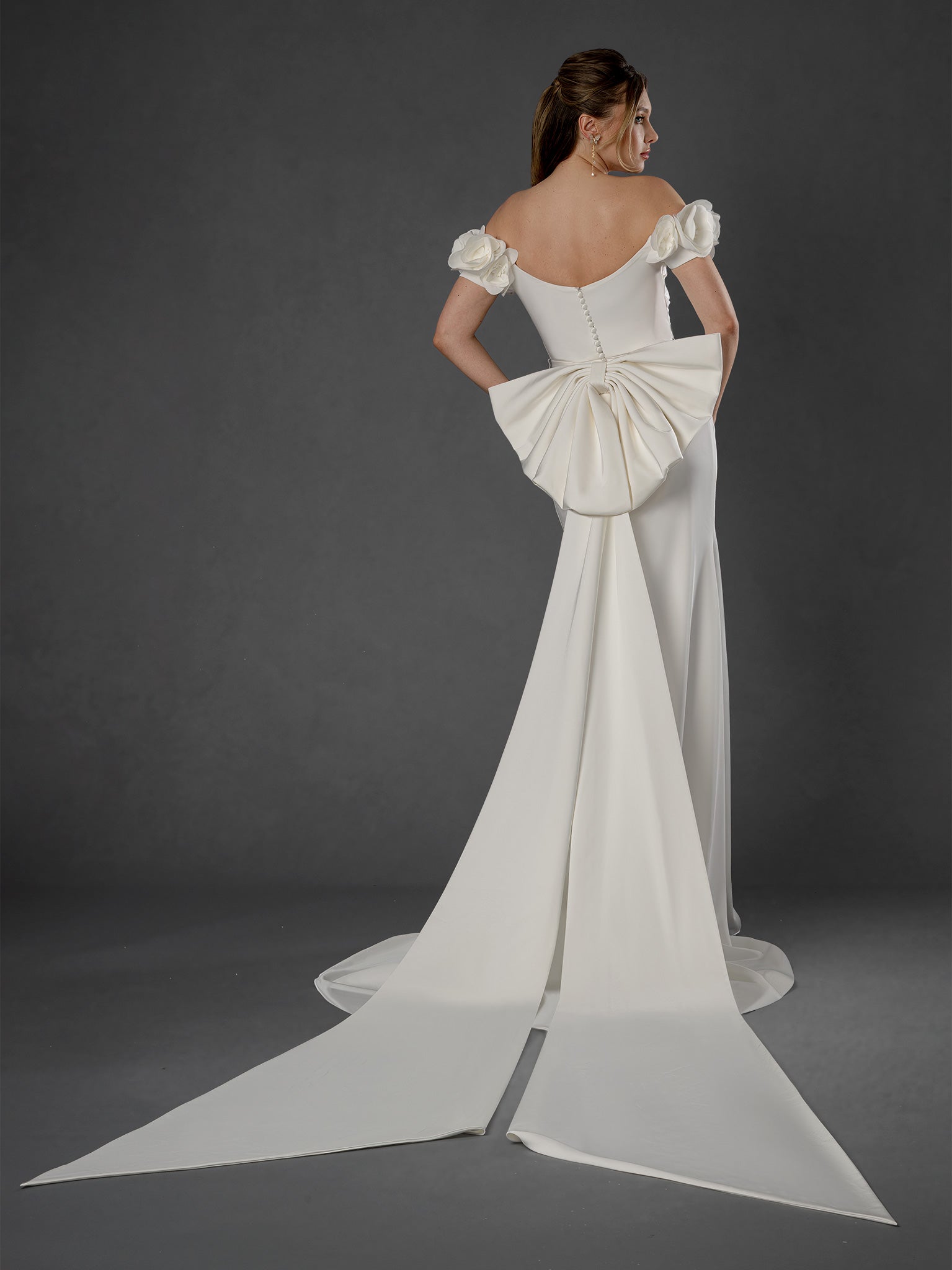 Wedding Dresses Long Pleated Slit Bridal Wedding Dress Stella Couture 25851 Off White