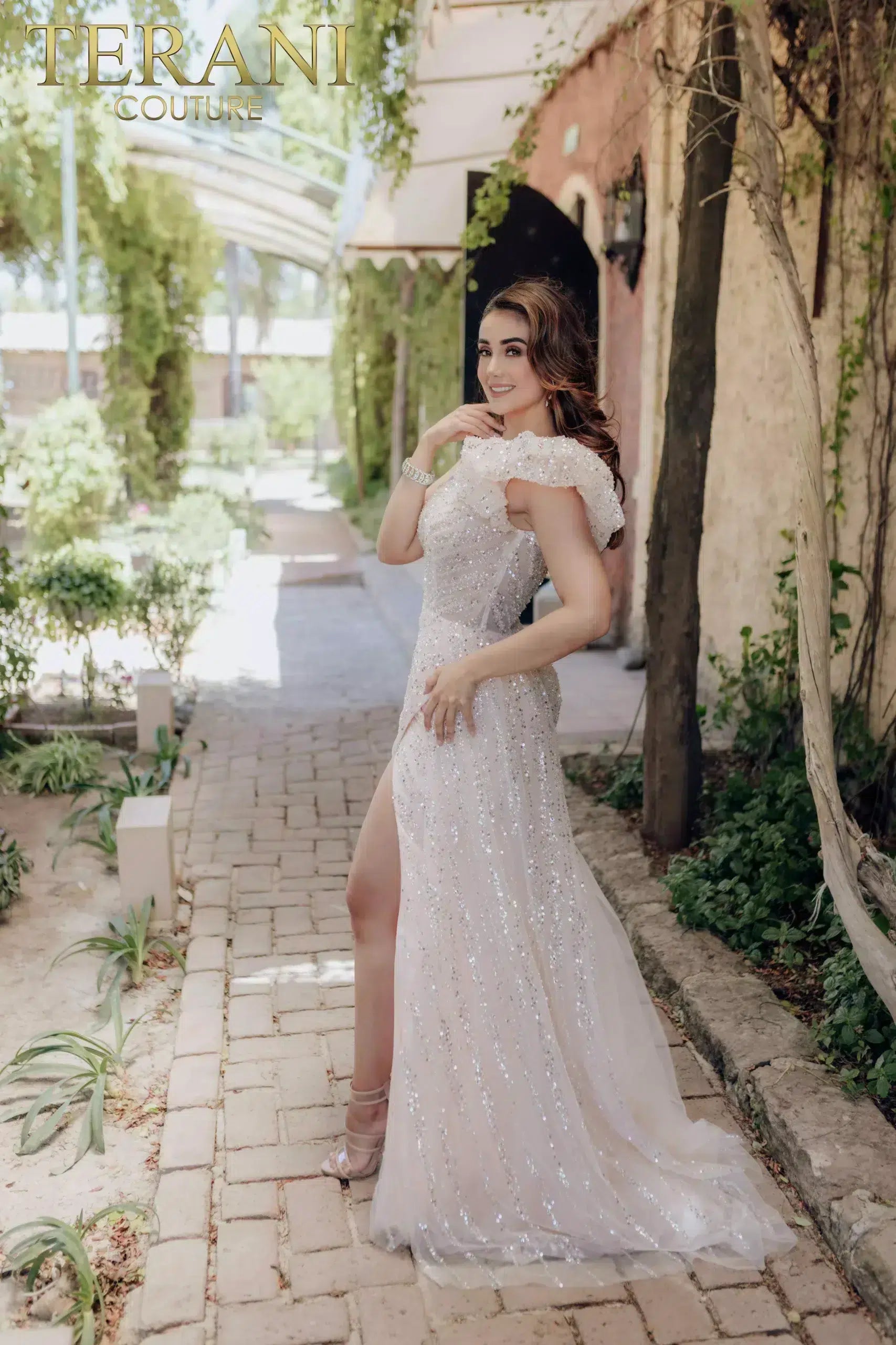 Formal Dresses Long Formal Prom Sequin Ruffle Dress Cream