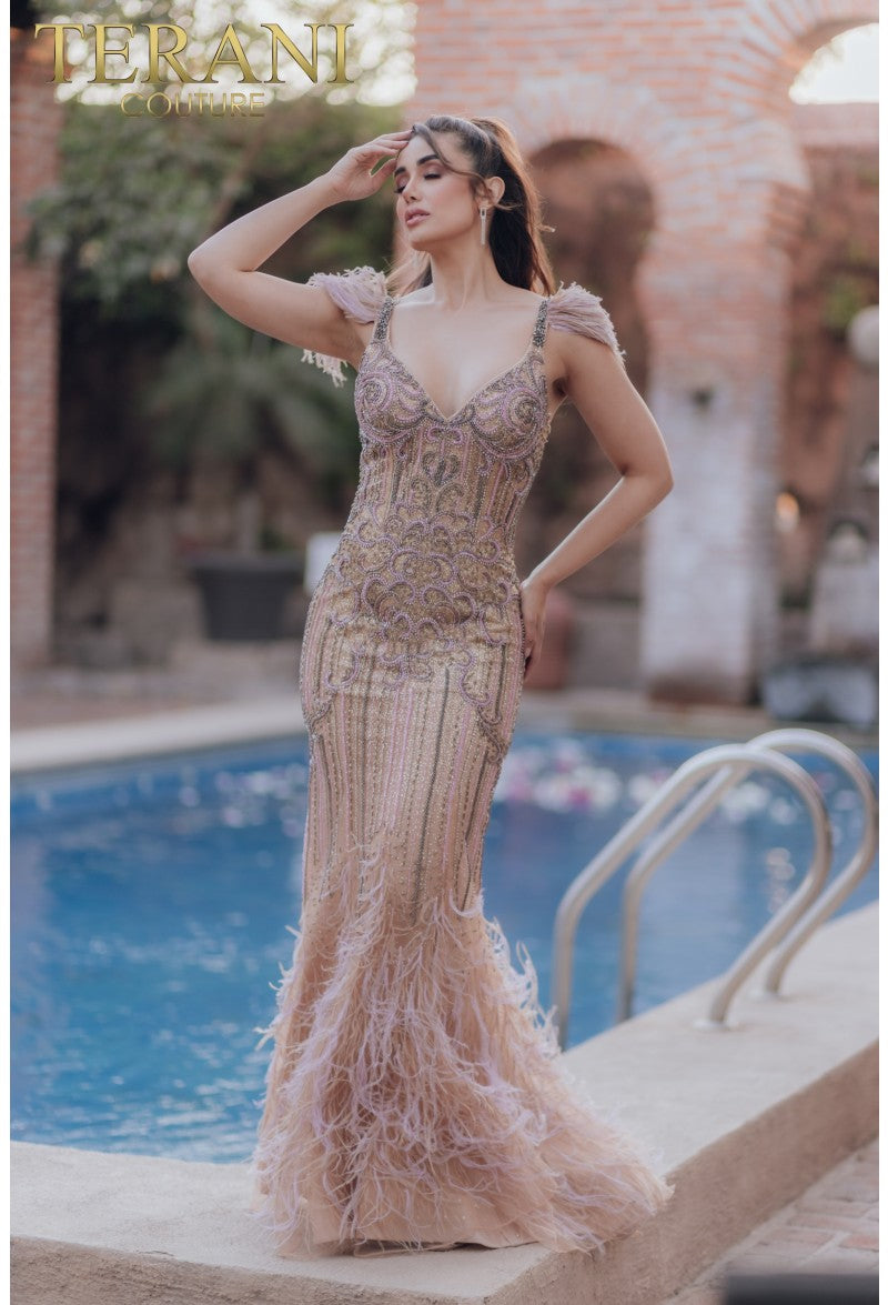 Terani couture feather dress hotsell