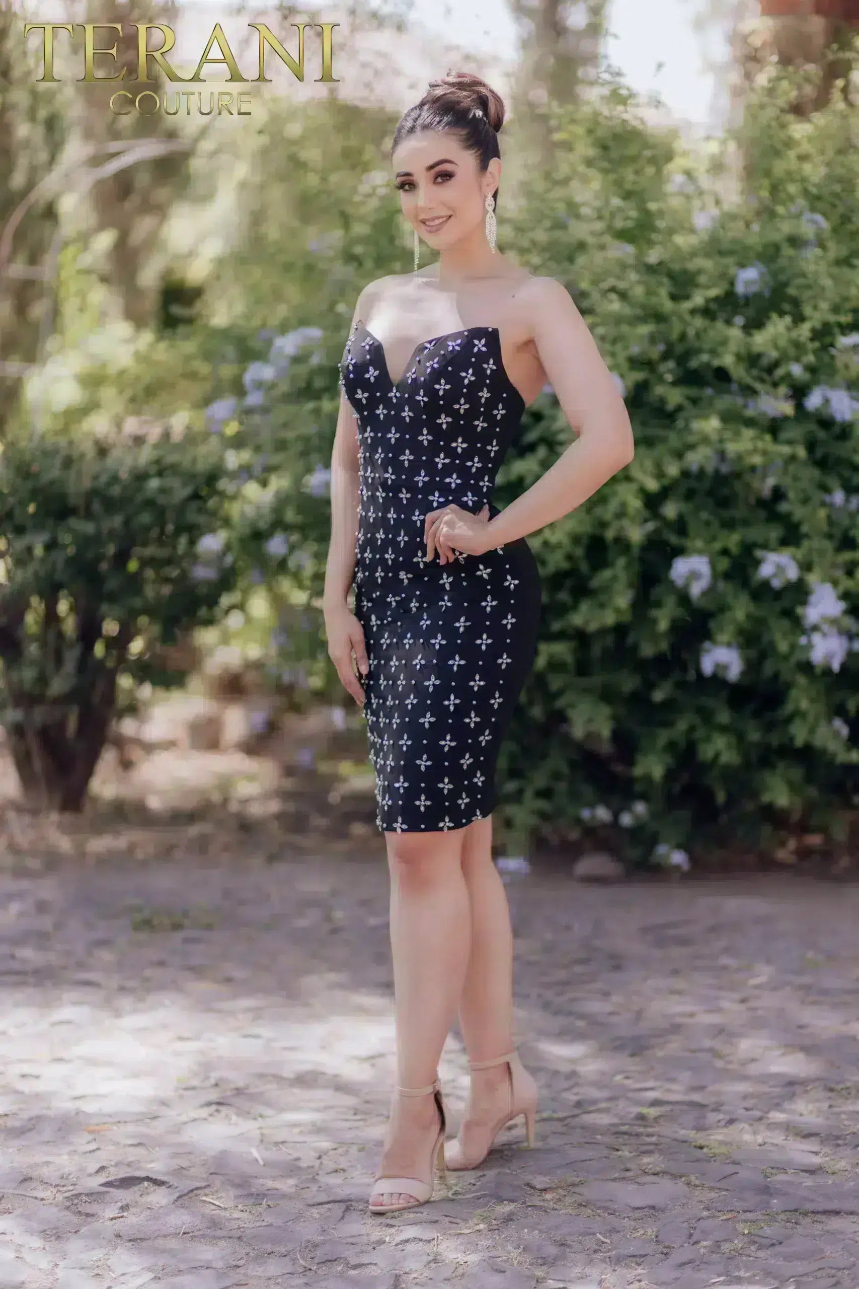 Cocktail Dresses Short Fitted Cocktail Beaded Dress Black