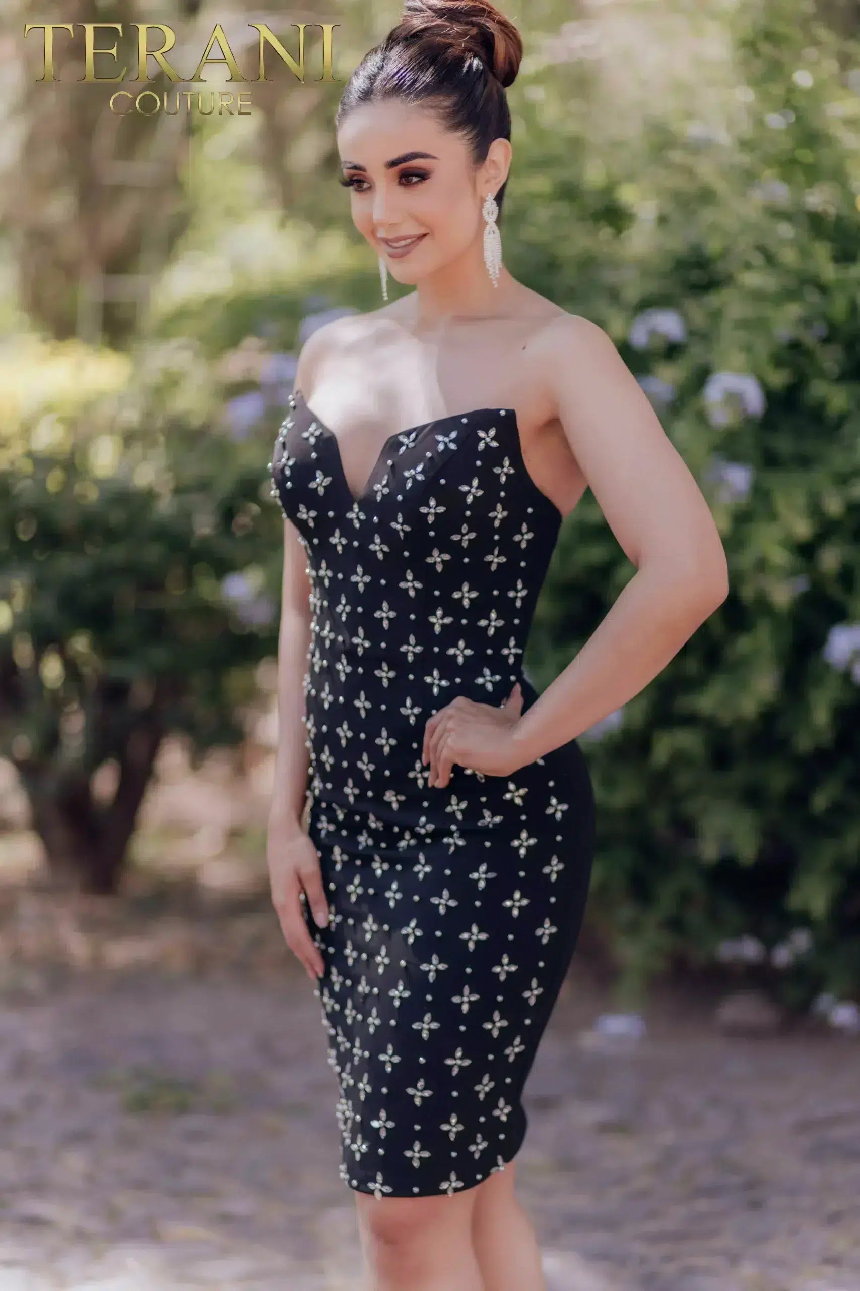 Cocktail Dresses Short Fitted Cocktail Beaded Dress Black
