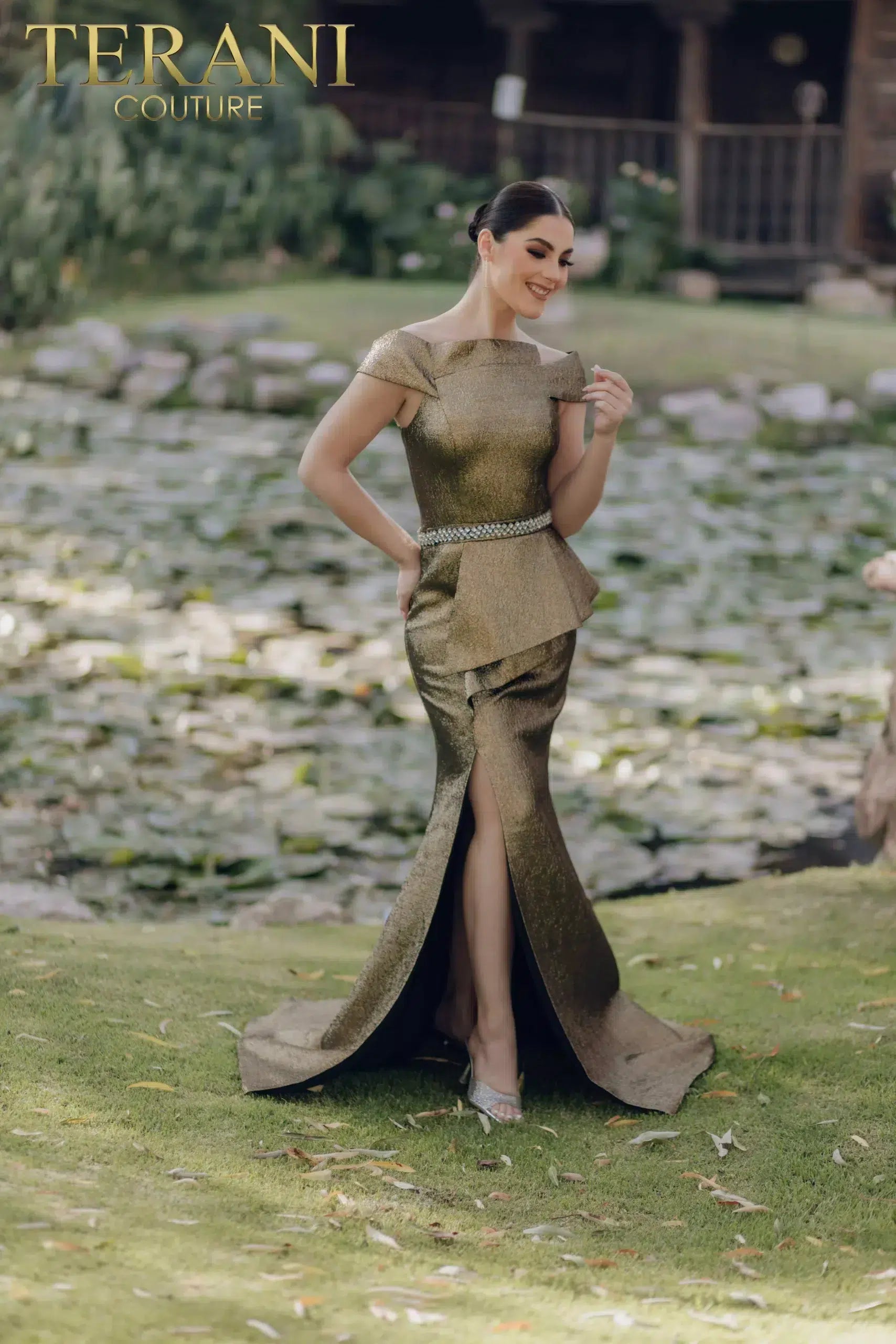 Formal Dresses Long Formal Prom Peplum Mermaid Dress Bronze