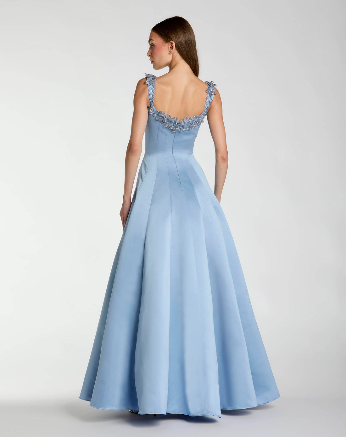 Formal Dresses Formal Prom 3D floral A Line Long Dress Mac Duggal 2337 Slate Blue