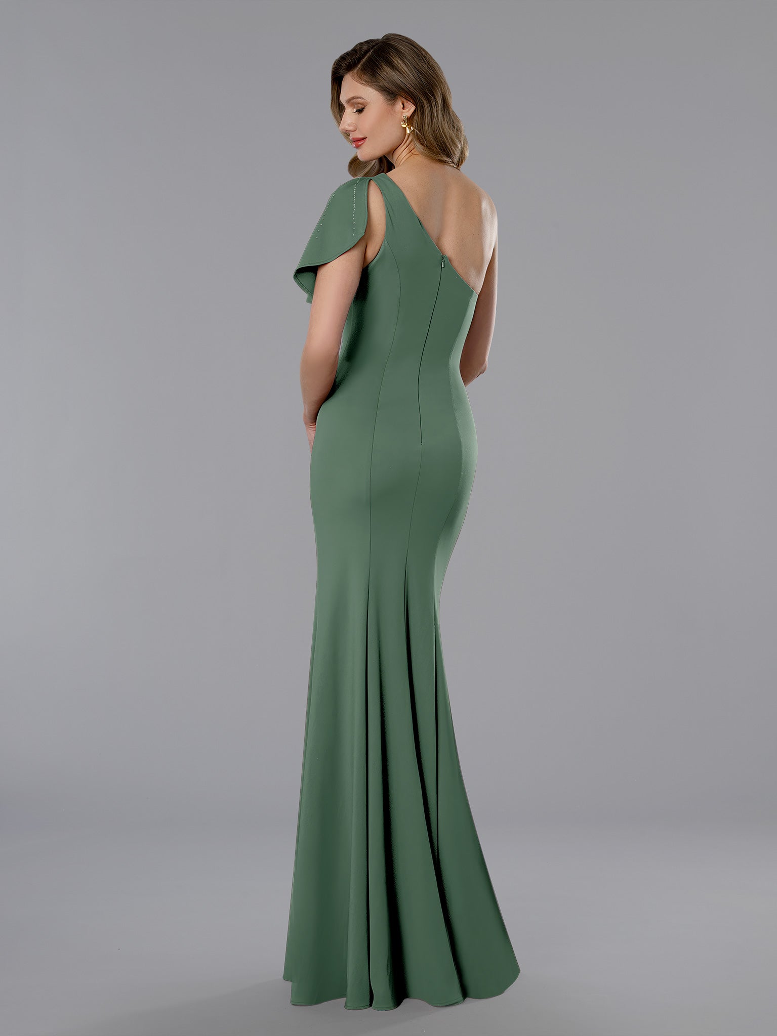 Formal Dresses Long Mother Of The Bride Beaded Formal Dress Sage-Crepe-25358-Fitted