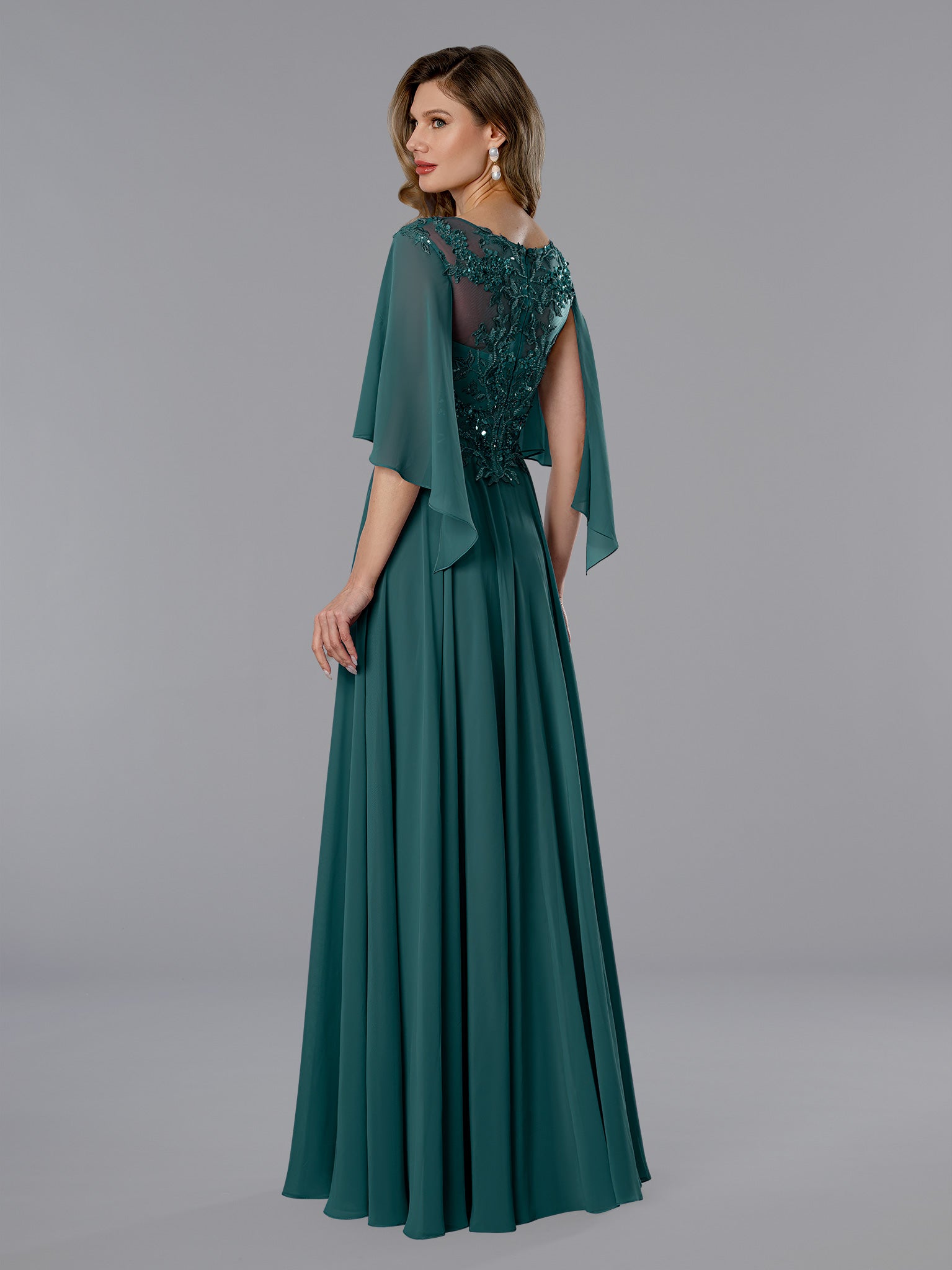 Mother of the Bride Dresses Long Formal Cape Mother of the Bride Dress Stella Couture 25351 Green