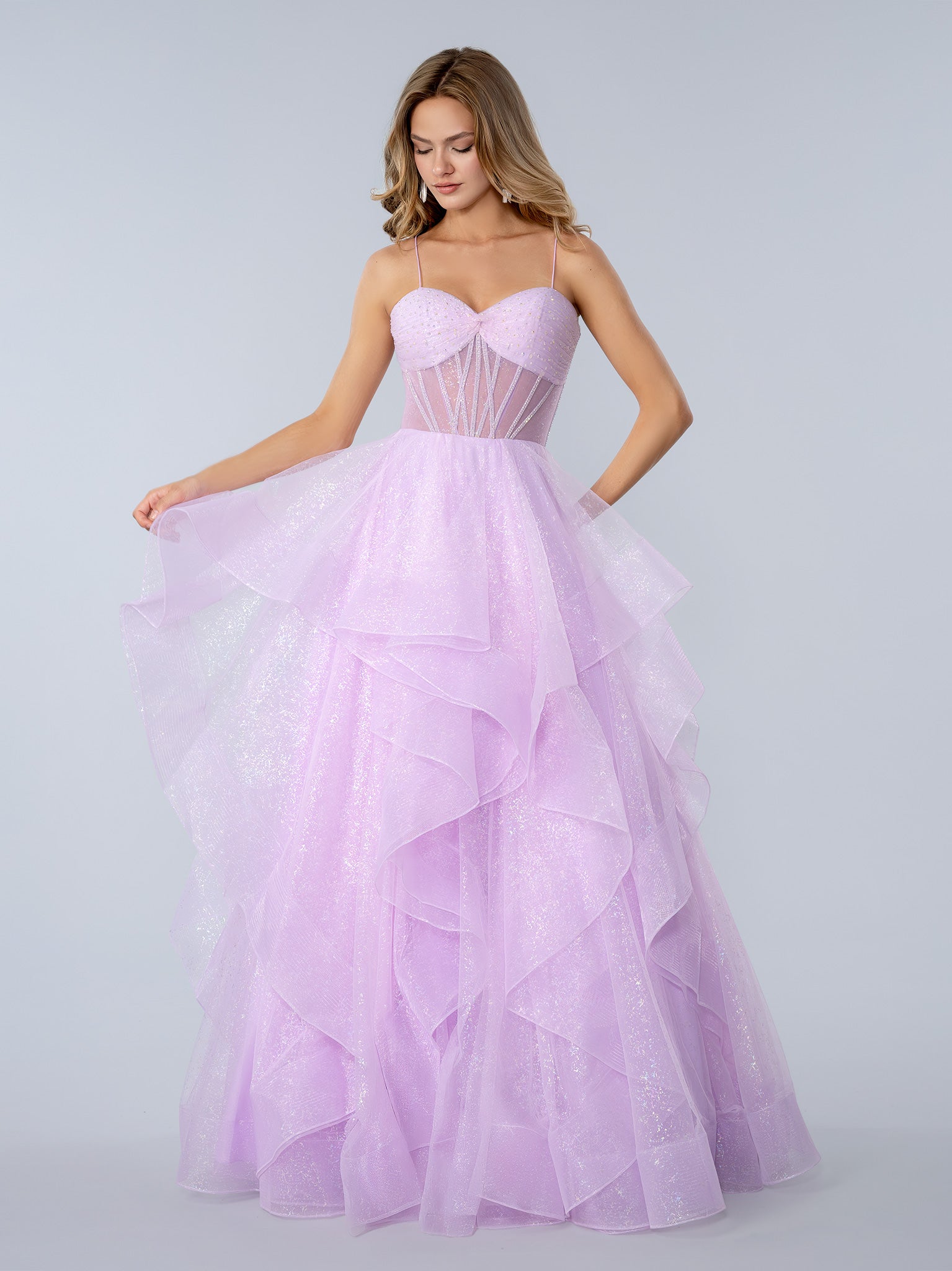 Prom Dresses Glitter Fitted Long Formal Prom Dress Lilac