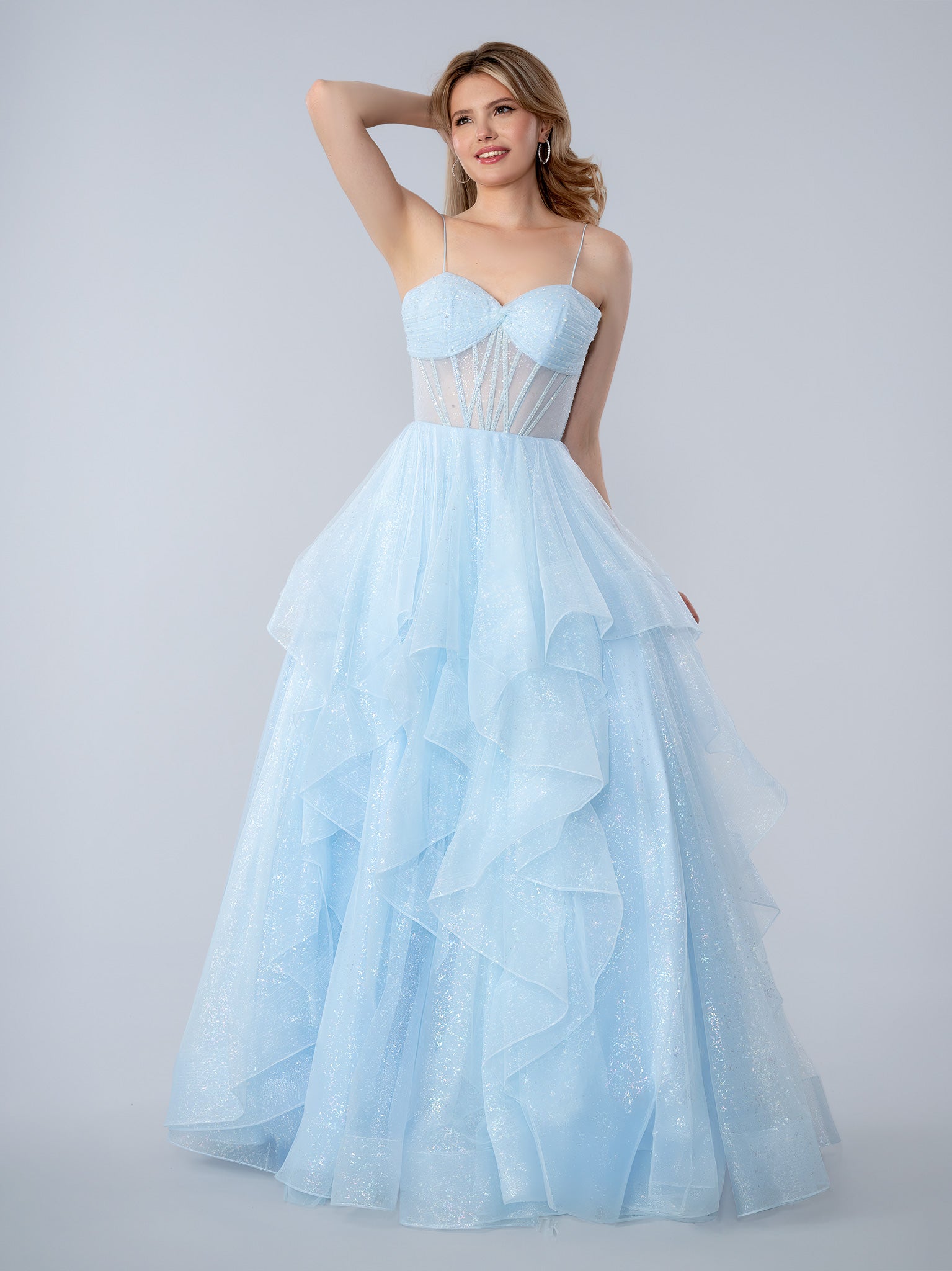 Prom Dresses Glitter Fitted Long Formal Prom Dress Blue