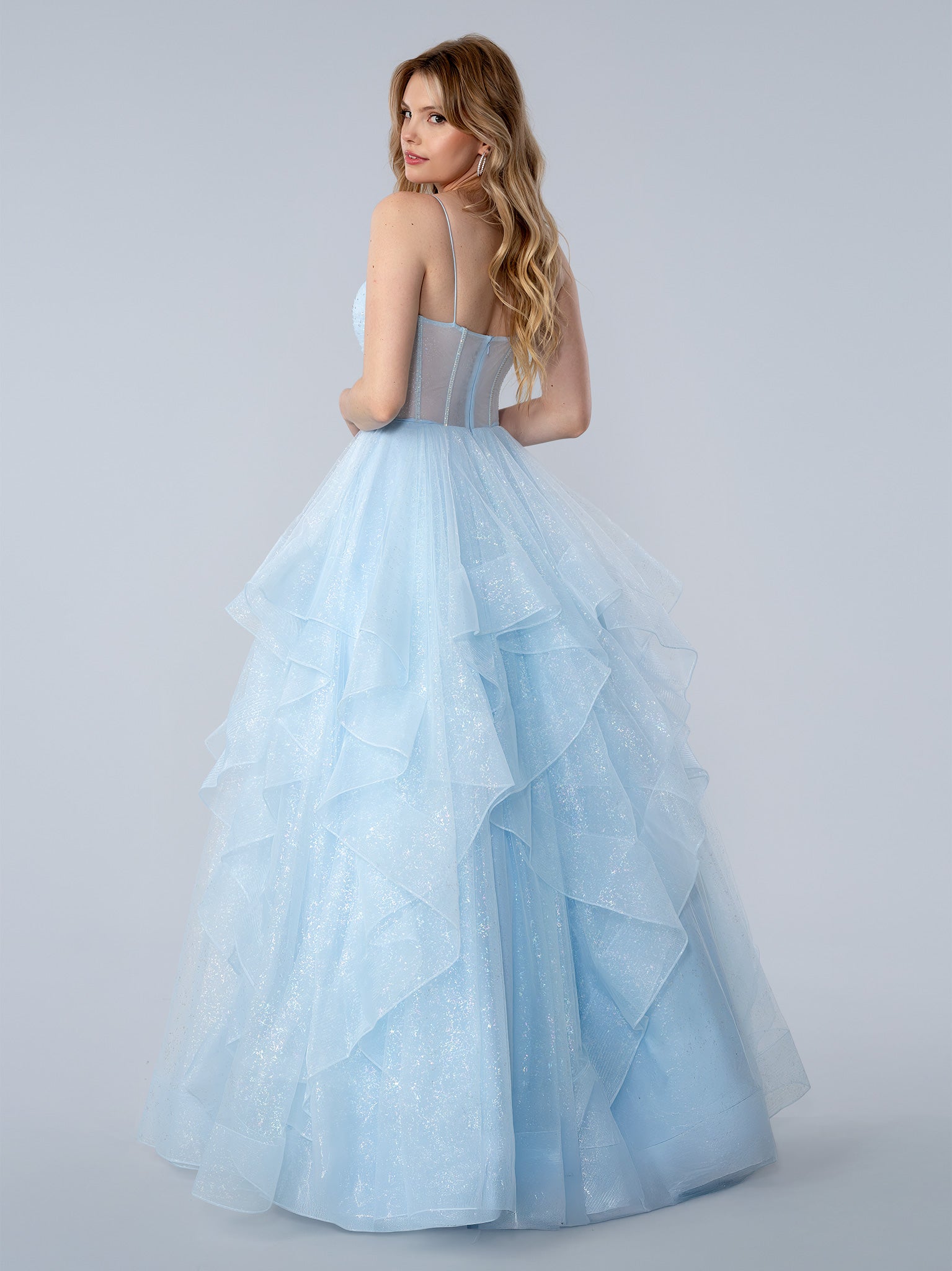 Prom Dresses Glitter Fitted Long Formal Prom Dress Blue