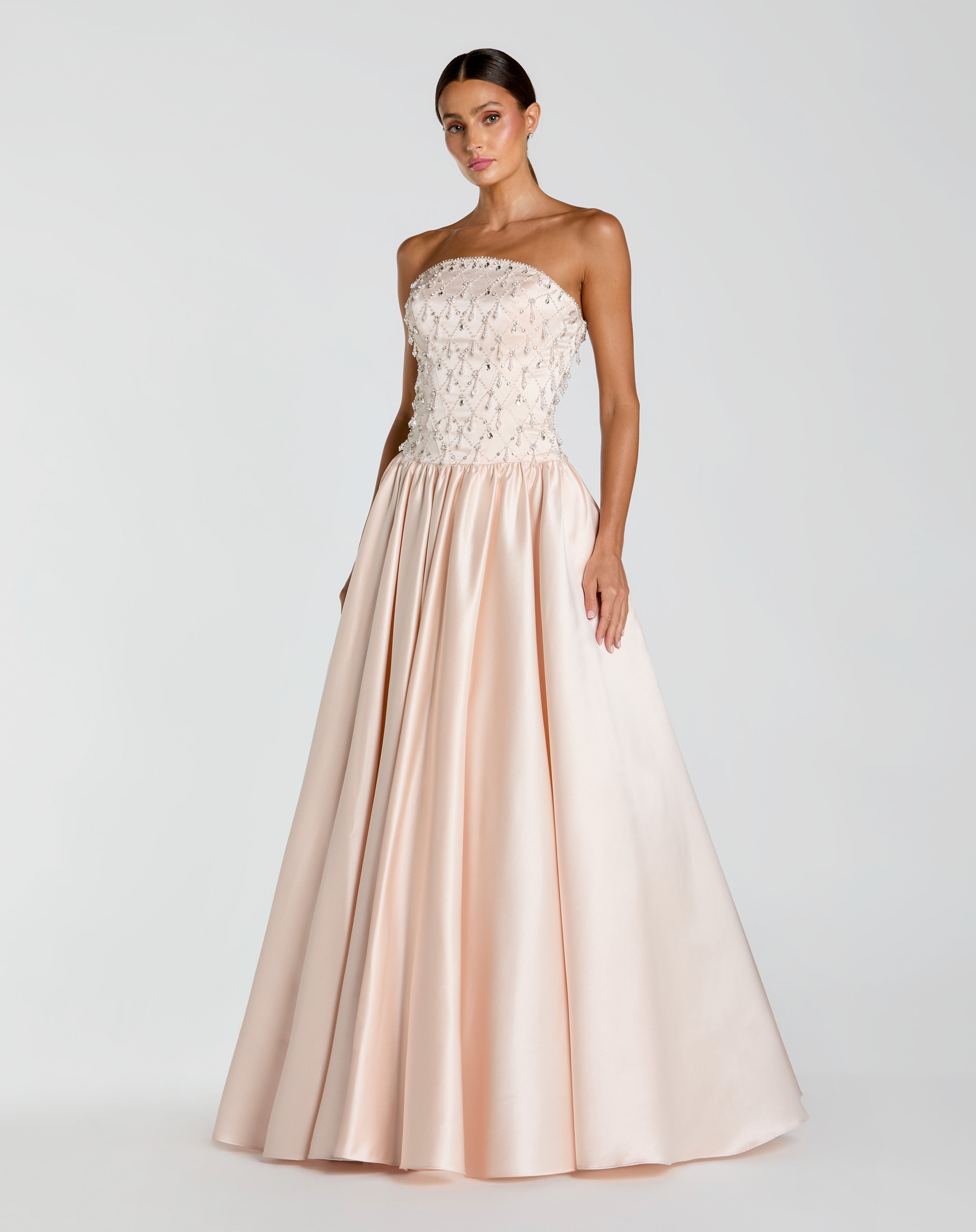 Prom Dresses Beaded Long Formal A Line Prom Dress Mac Duggal 2334 Porcelain