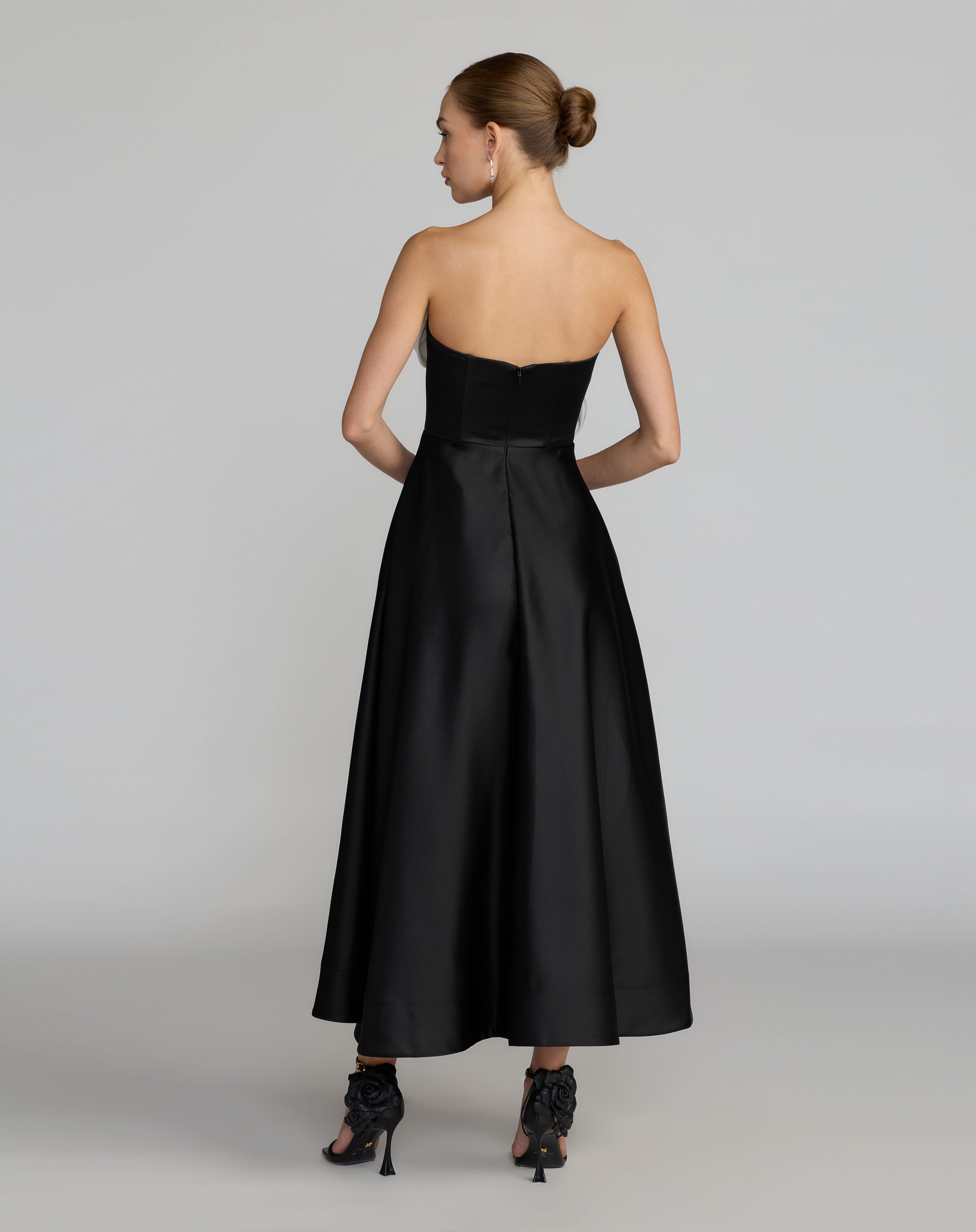 Strapless Curved Neck Floor-Length Satin Occasion A-Line Mac Duggal 2362