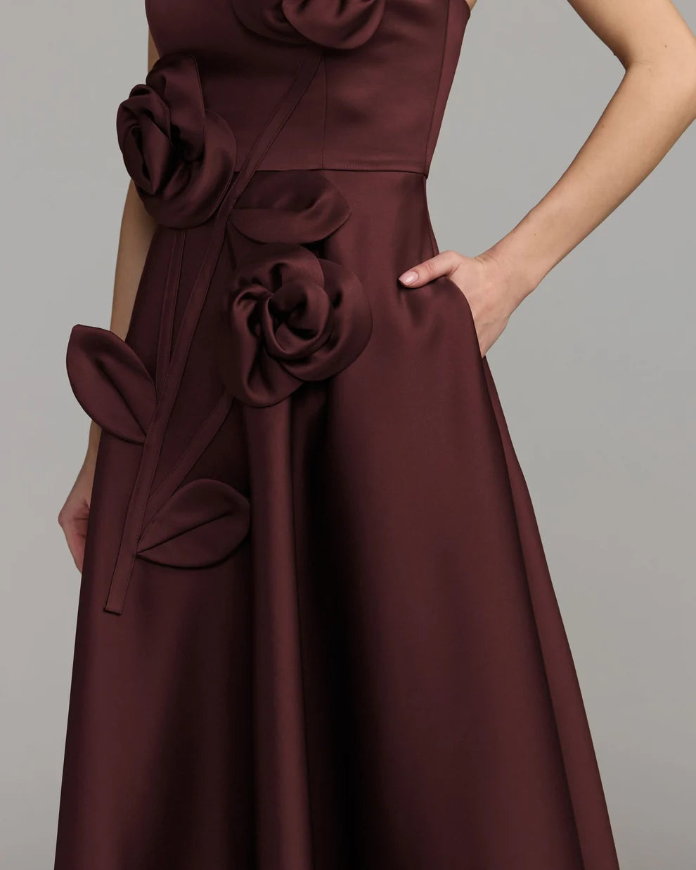Strapless Curved Neck Floor-Length Satin Occasion A-Line Mac Duggal 2362